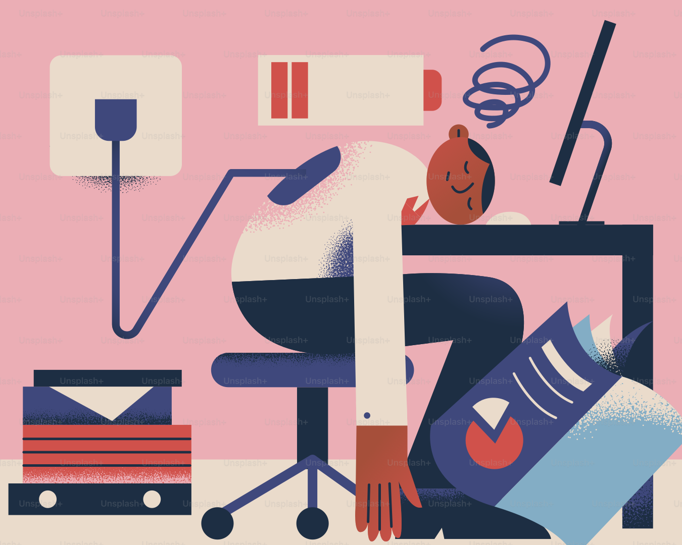 Burnout and exhaustion illustrated in a cartoon.