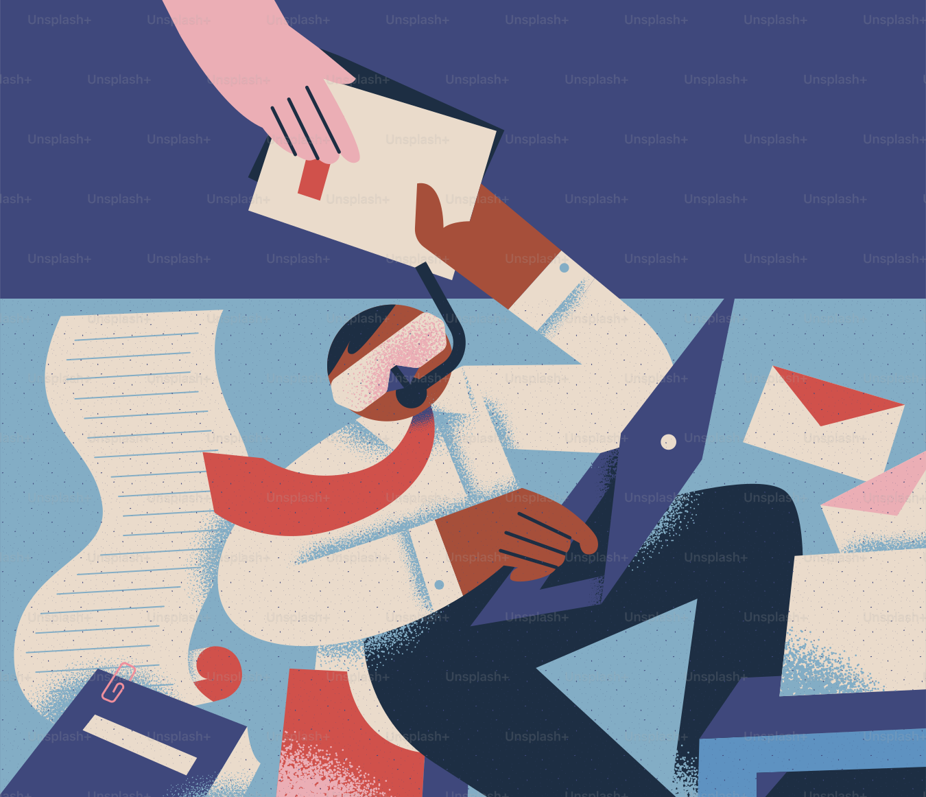 Busy worker overwhelmed by incoming work. vector – Laptop Image on Unsplash