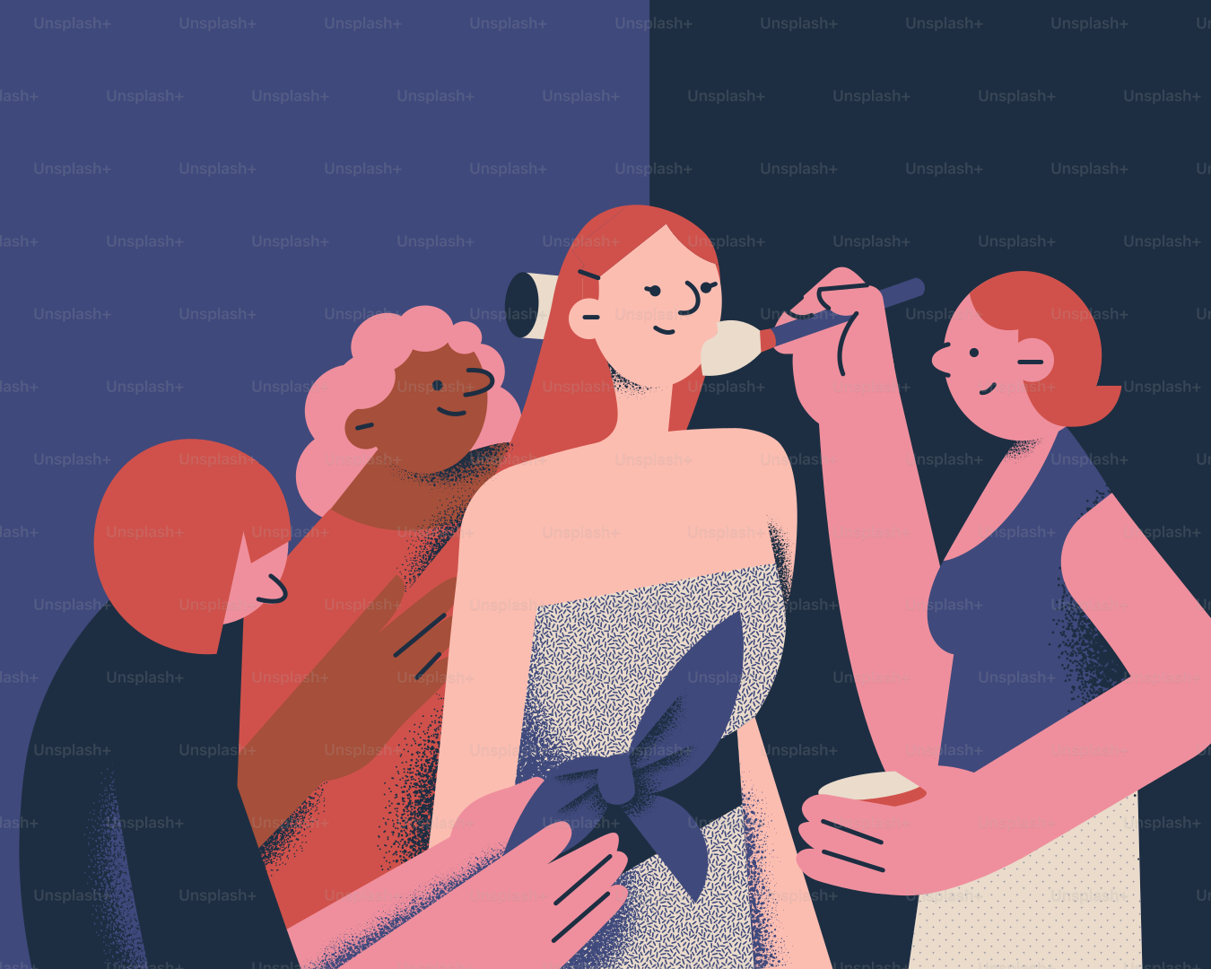 A woman gets ready for an event.