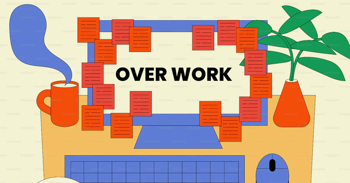 Overwork causes stress and exhaustion for this individual. vector ...