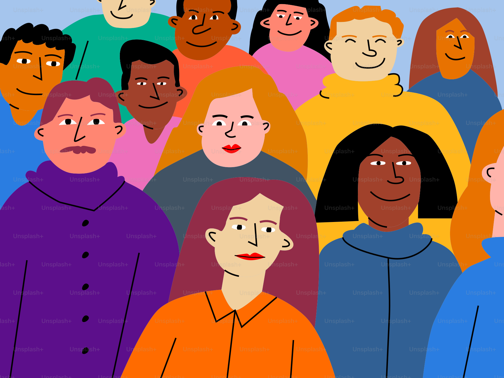 Un grupo diverso de personas sonríe juntas