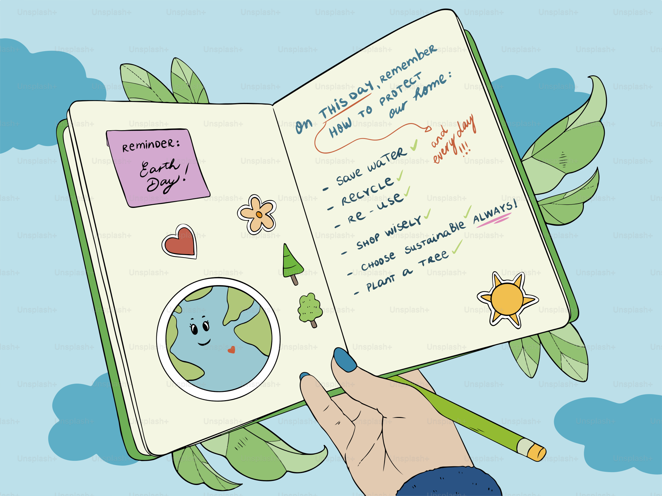 Celebrating earth day with sustainable tips and notes.
