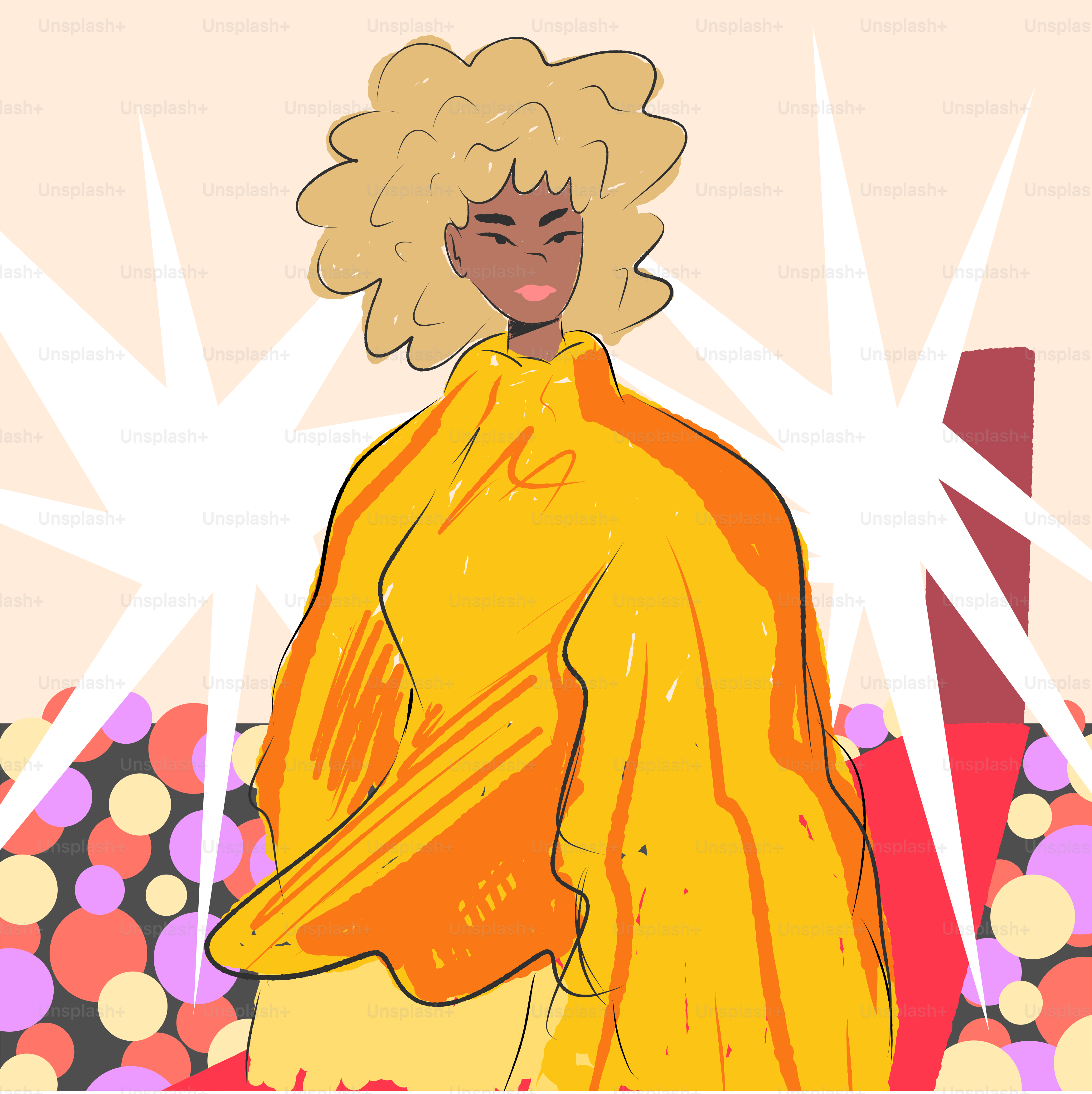 A stylish woman in a yellow dress.