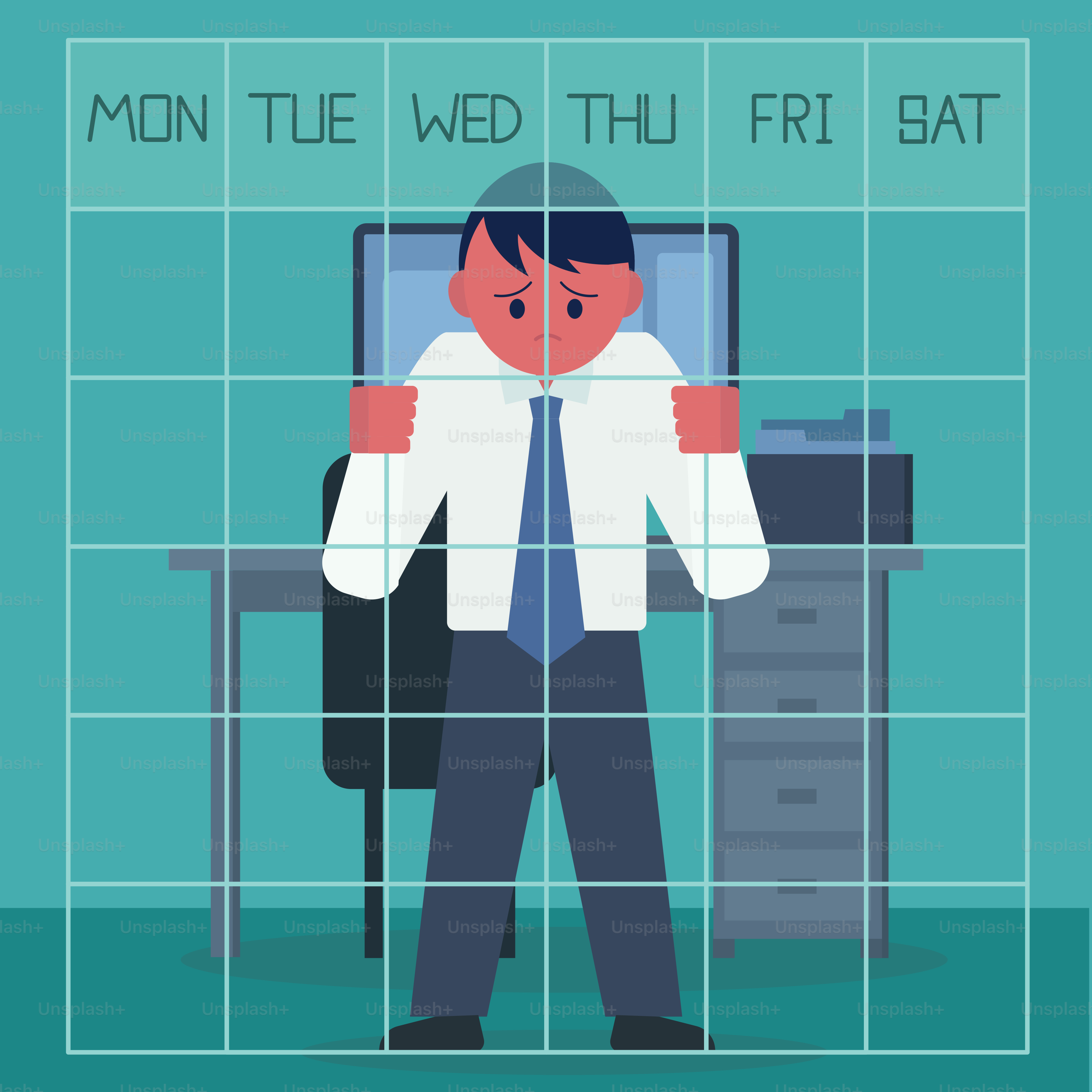 Work is imprisoning this man on his work week.