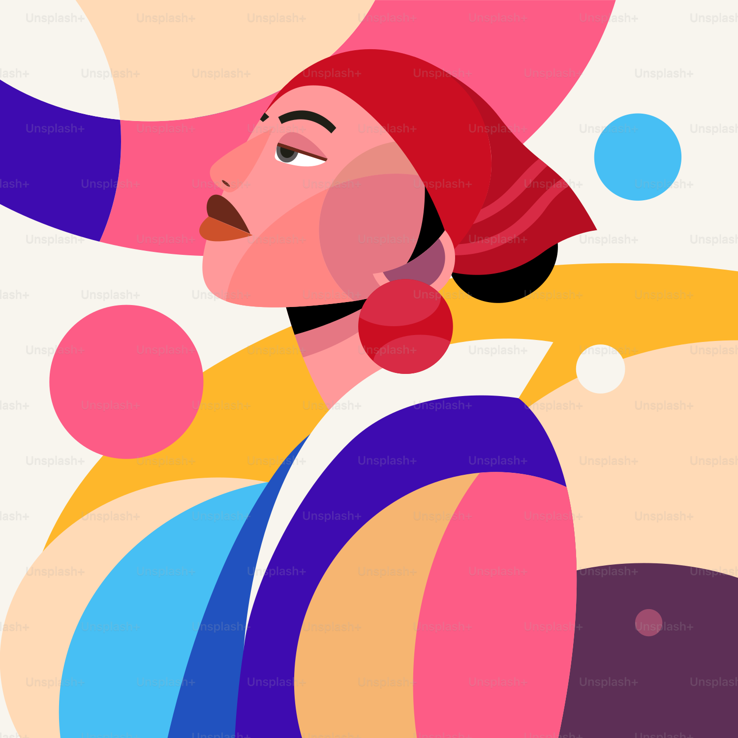 Abstract illustration of a woman in vibrant colors.