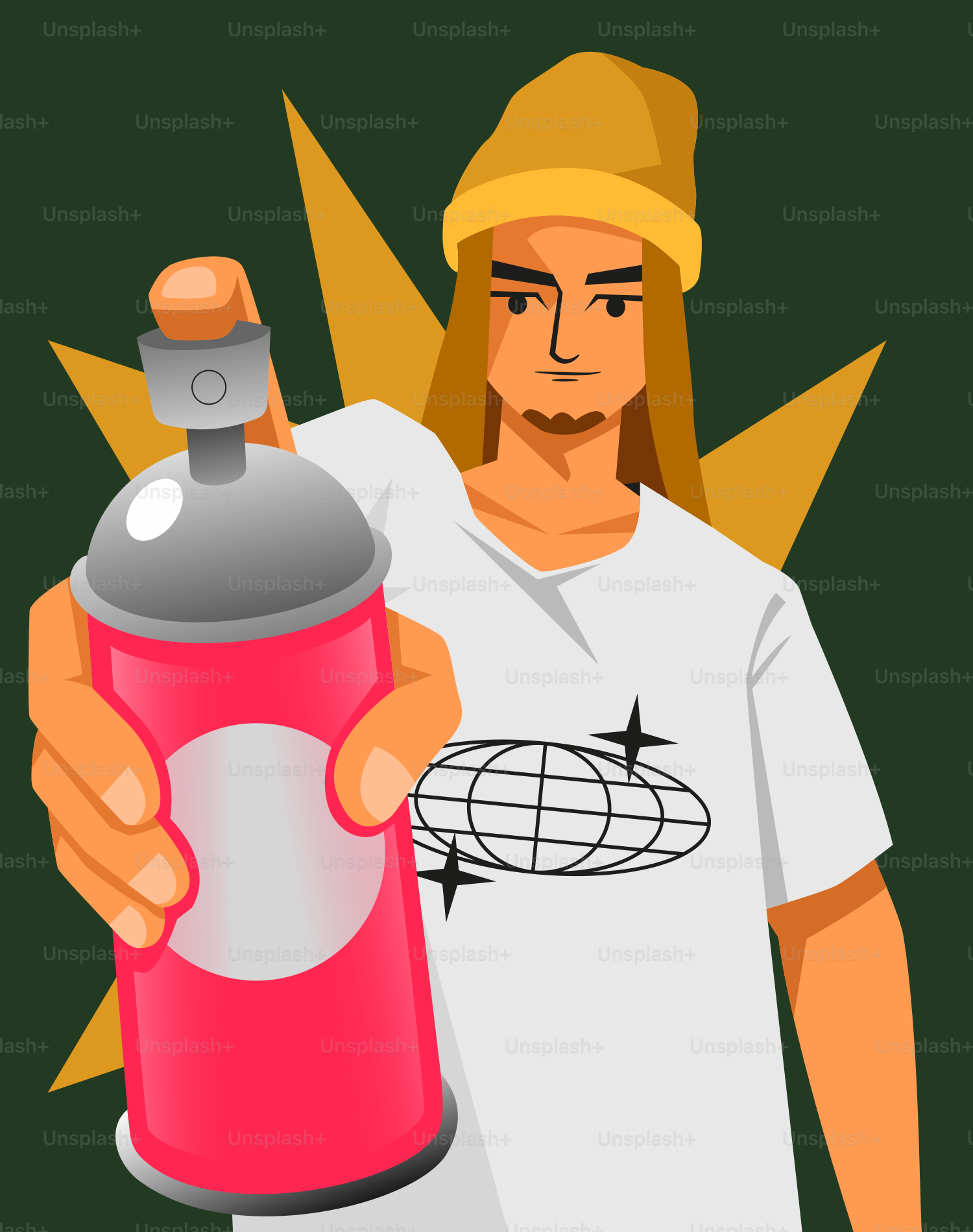 Artist holding a spray can ready to paint.