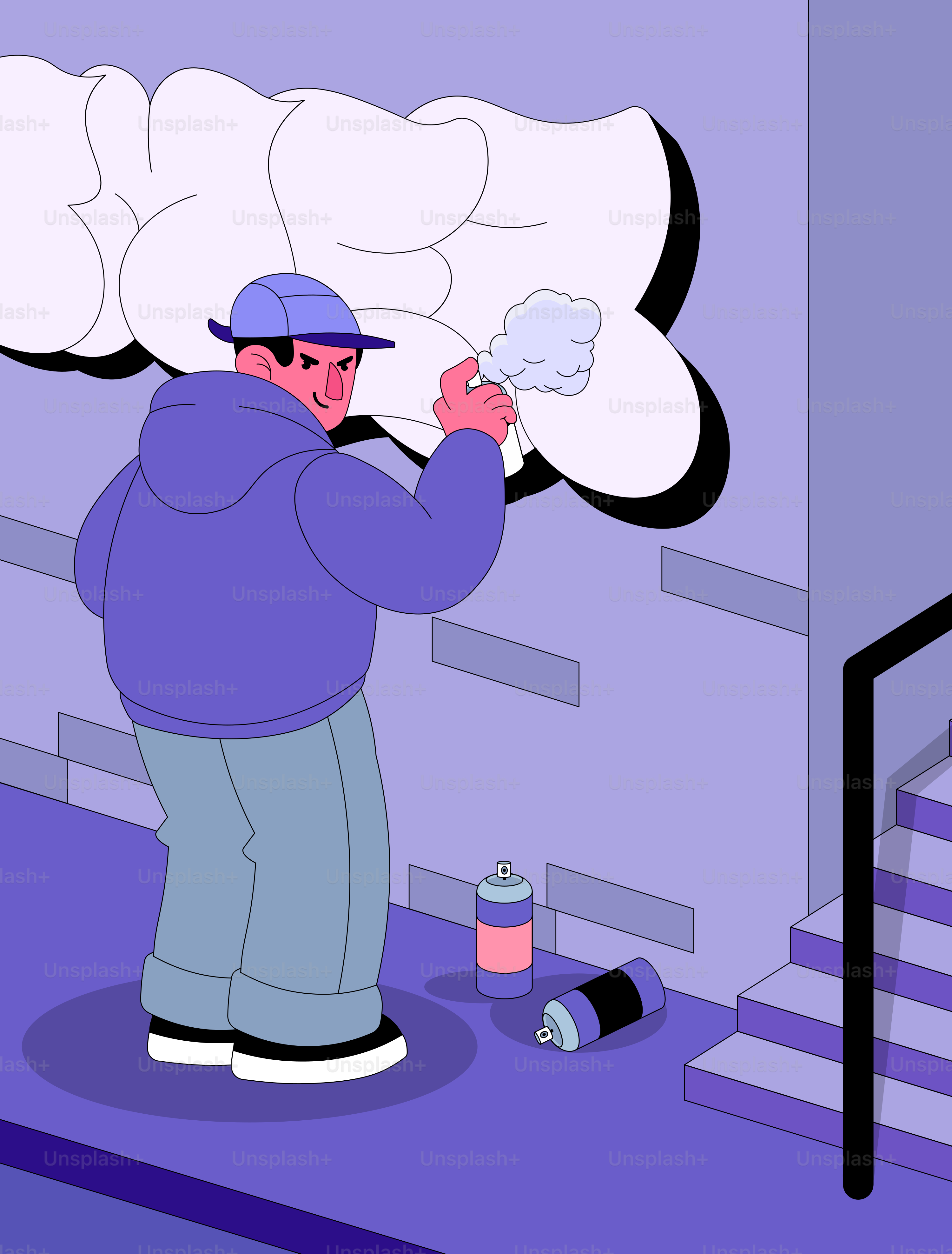 Una persona está pintando grafitis en una pared.