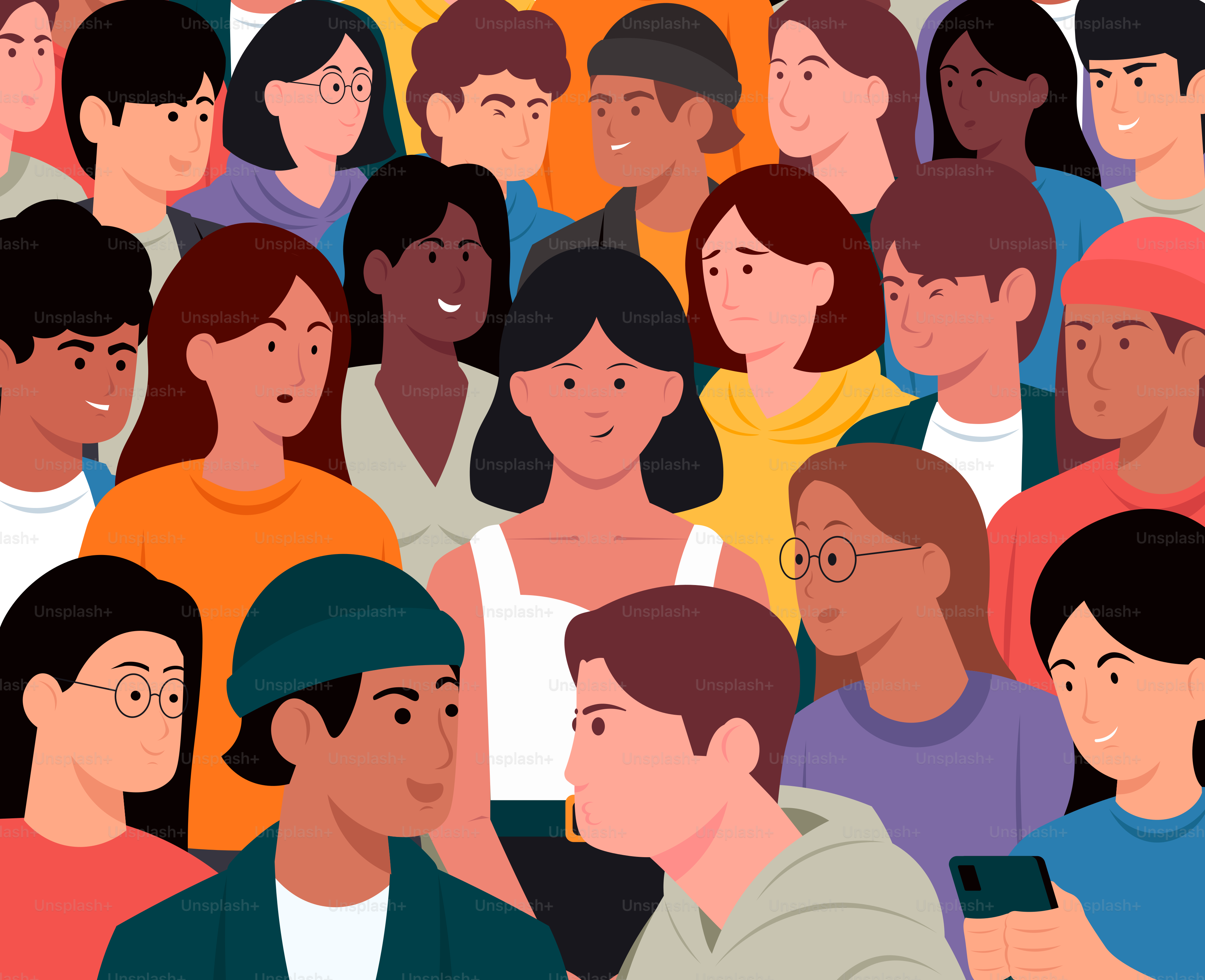 Diverse group of people standing together.