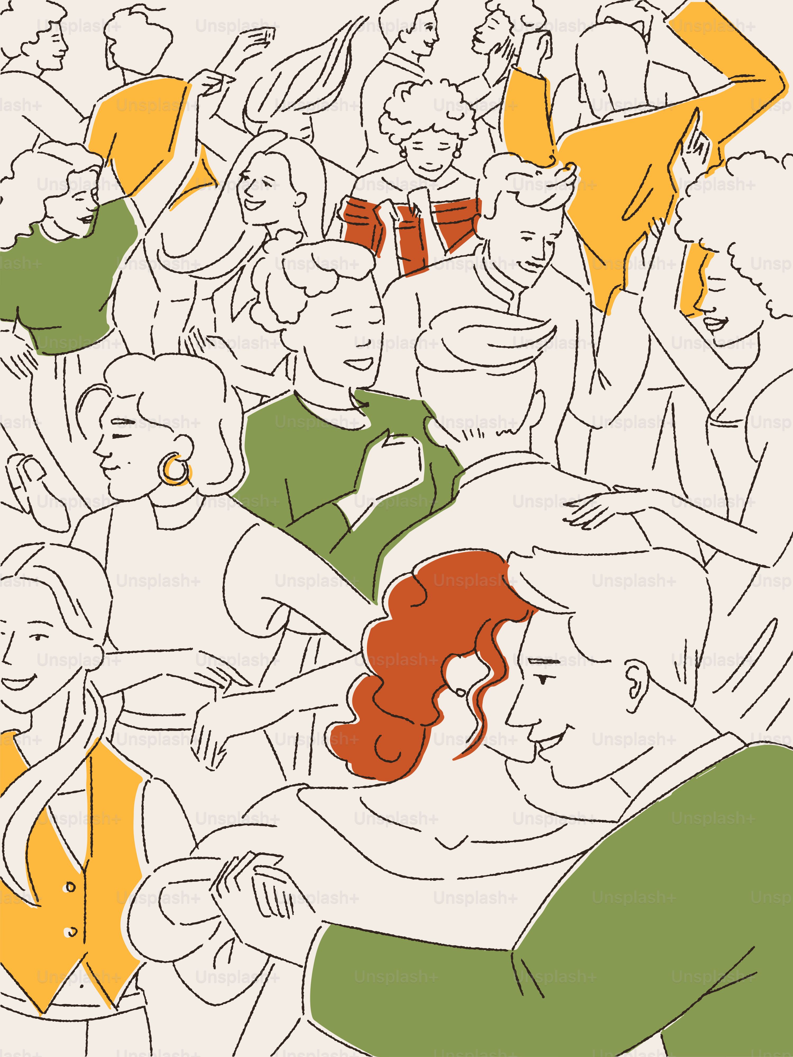 People dance joyfully in a crowded room.