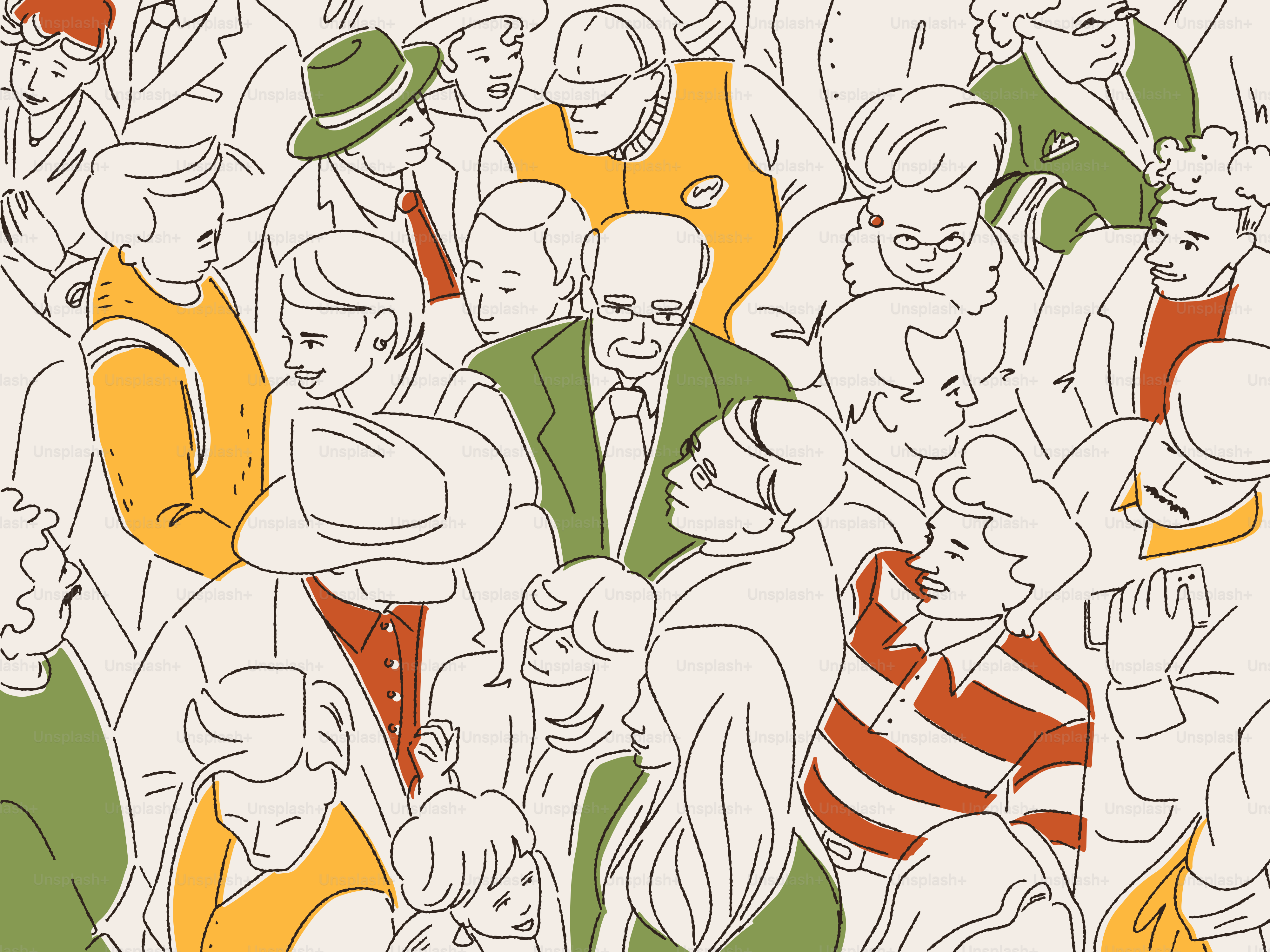 Many people are clustered together.