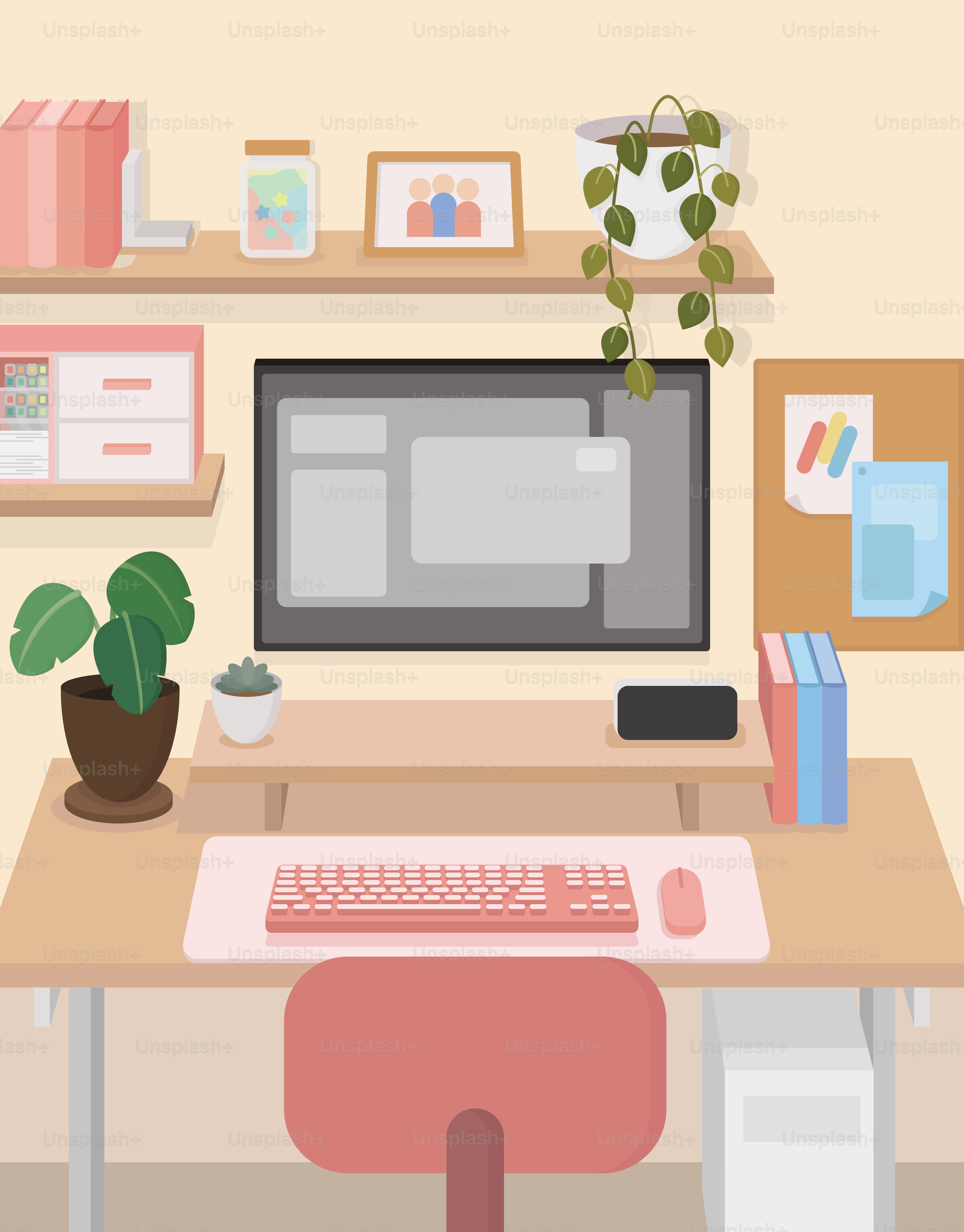 A cozy and organized workspace.