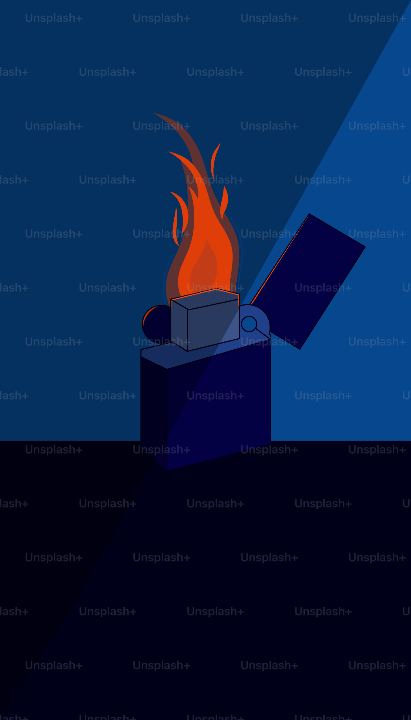 A lighter ignites in the dark.