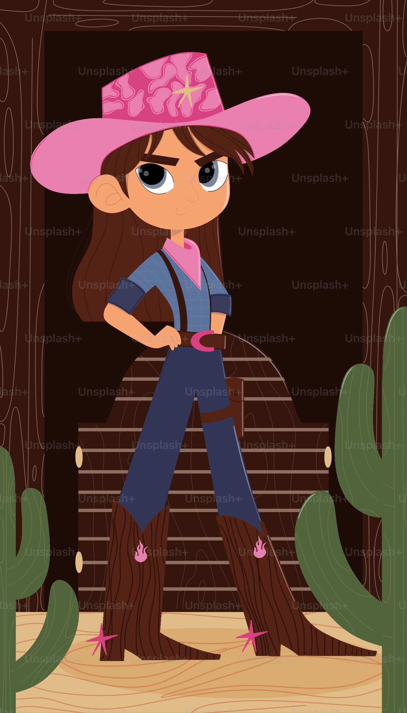 Ein Cowgirl posiert mit Stolz und Entschlossenheit.