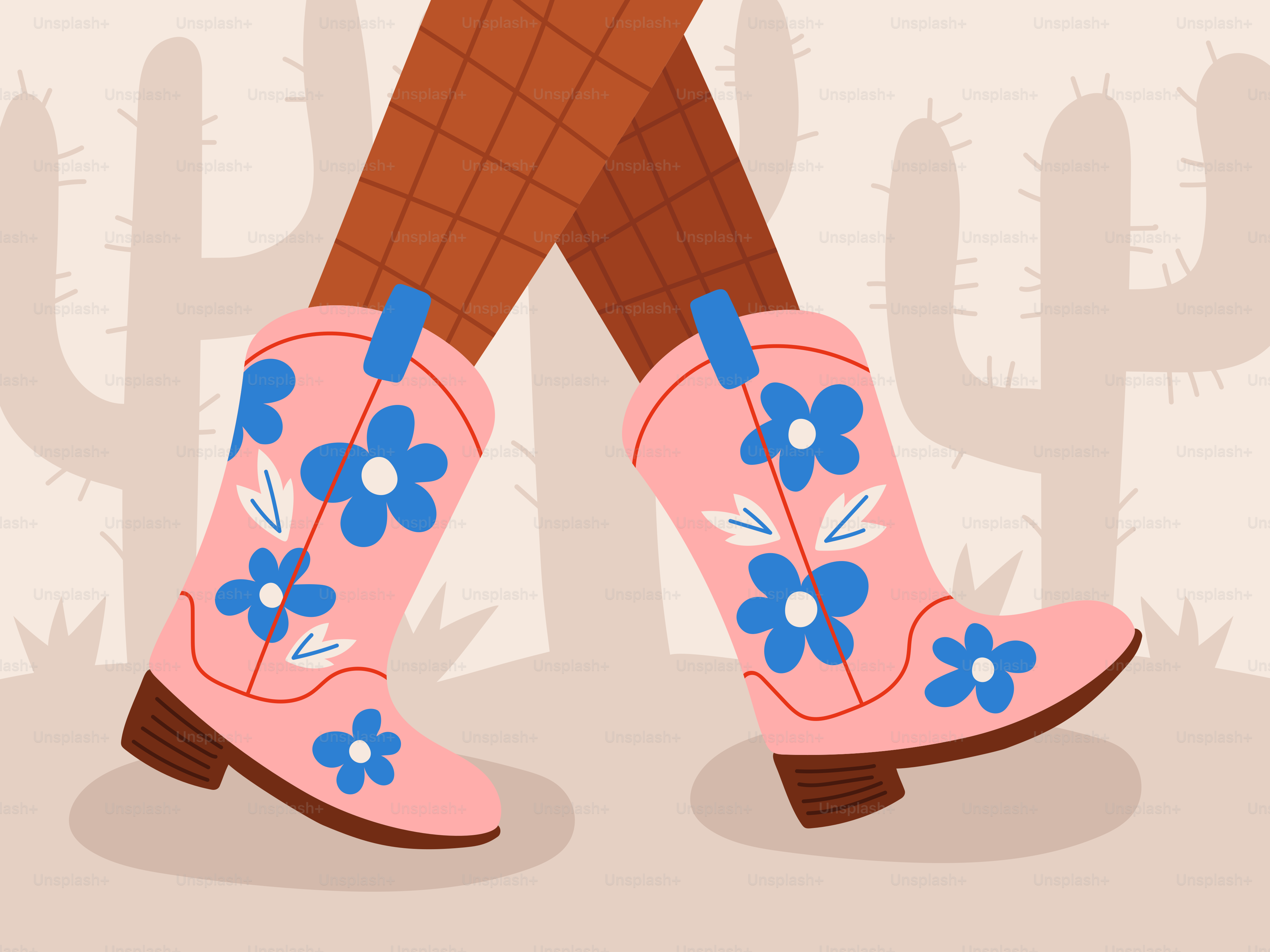 Les bottes de cow-boy marchent dans le désert.