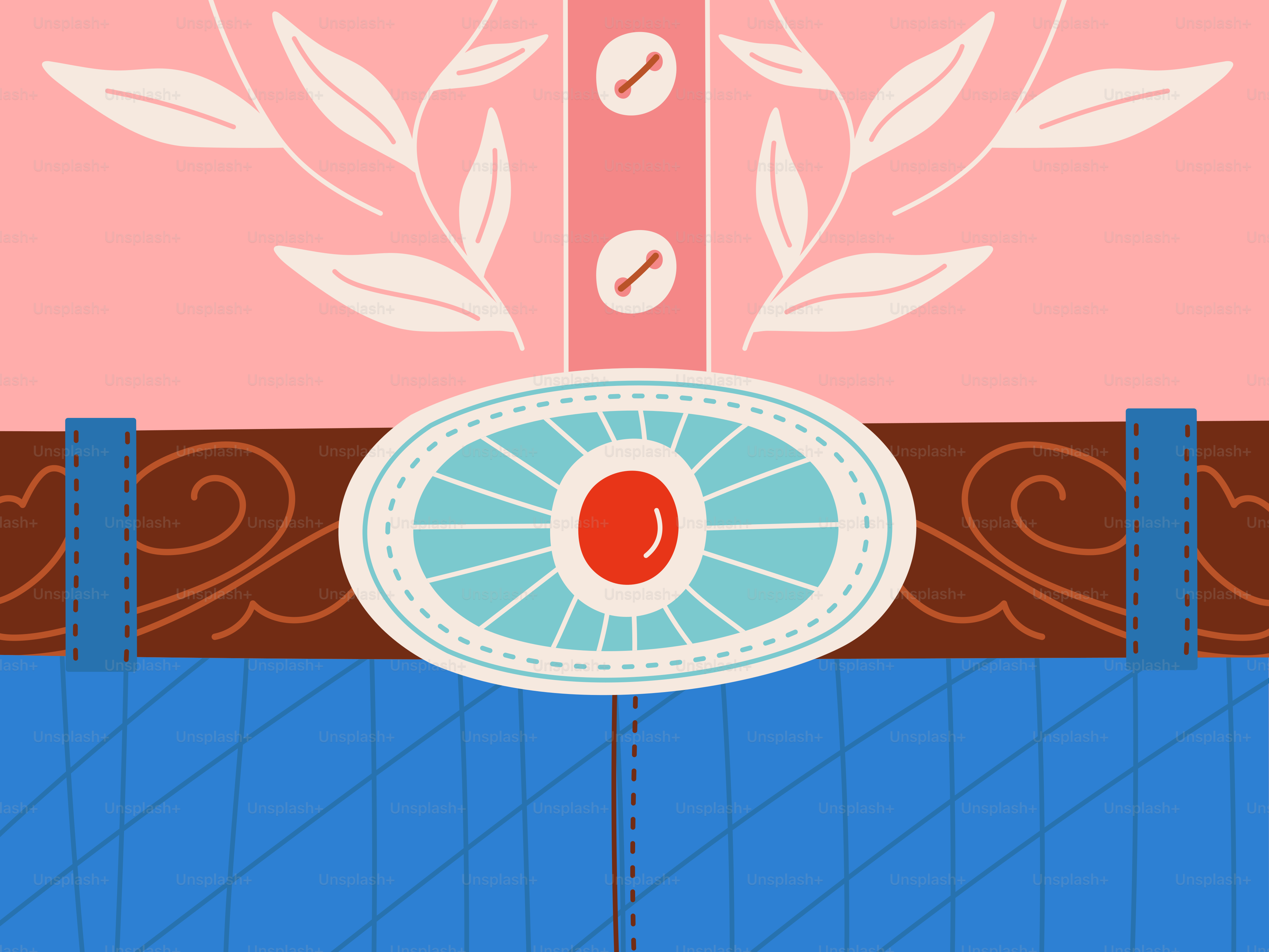 A colorful illustration of a dress and belt.