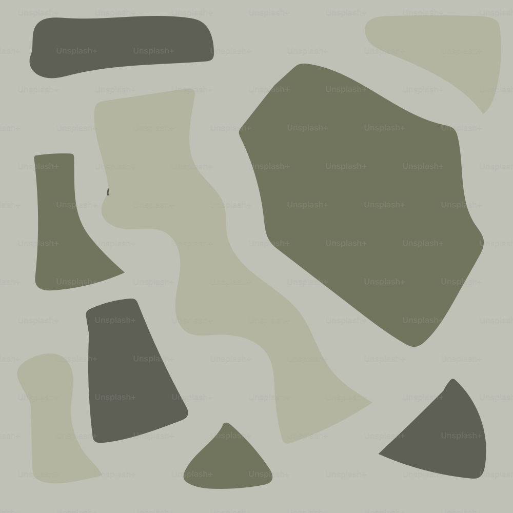 Abstrakte Formen in gedämpften Grüntönen und Grautönen.