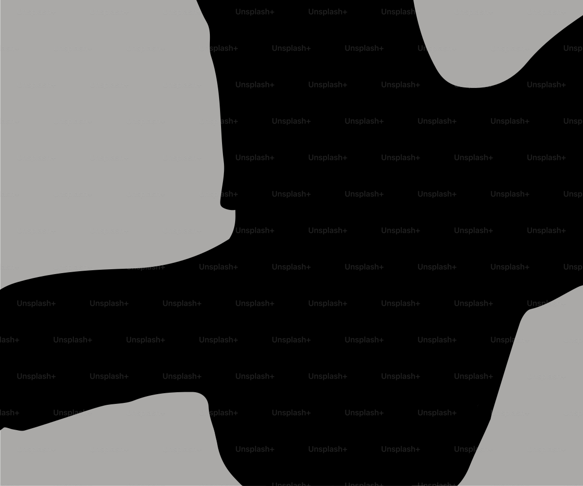 Formes abstraites noires et grises sur un fond uni.