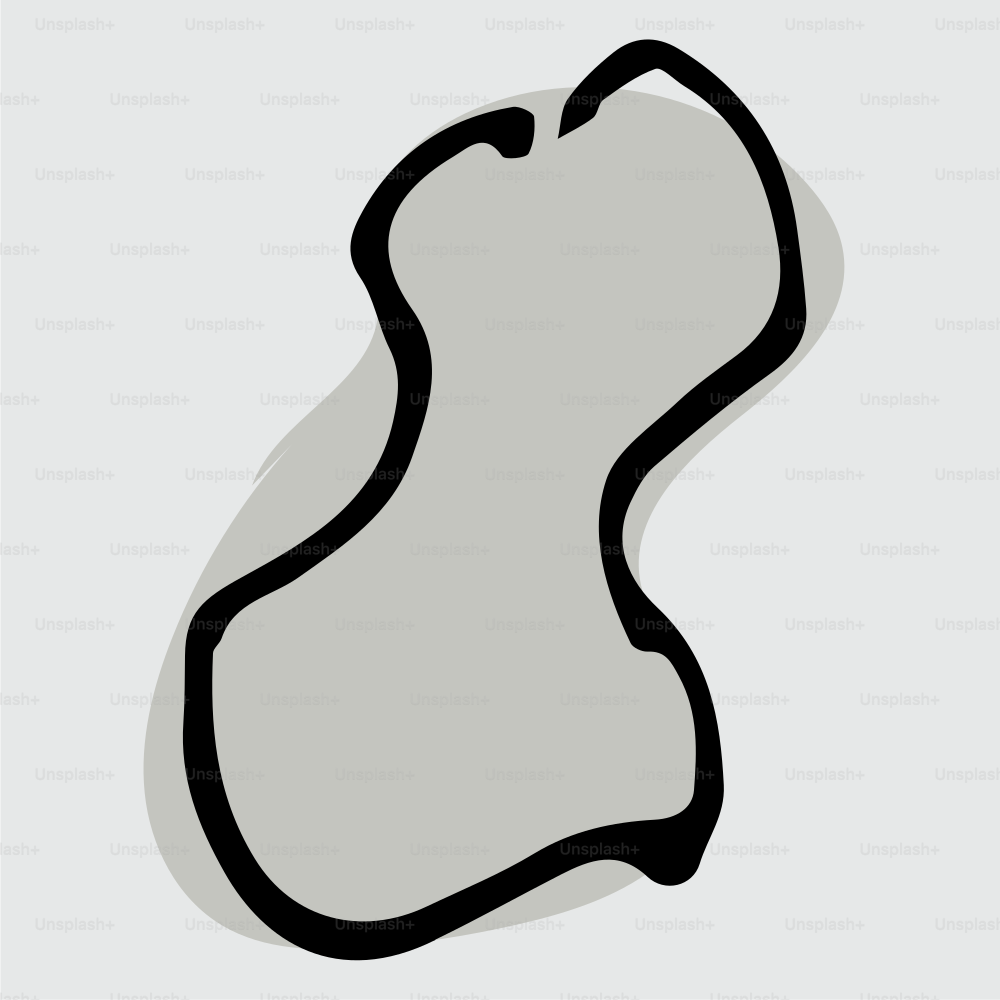 黒い線で縁取られた抽象的な形。