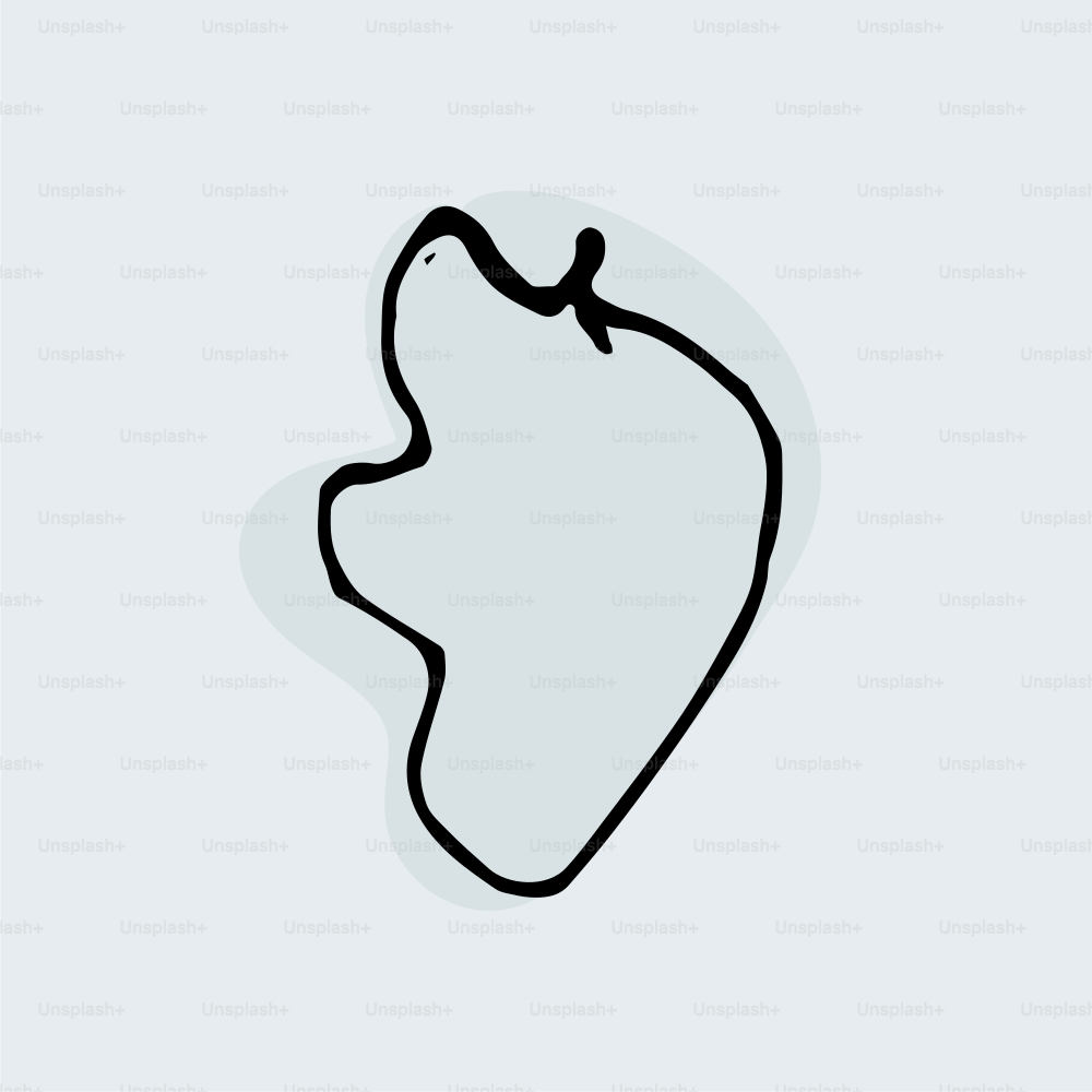 薄い青色の背景に黒い輪郭の形。
