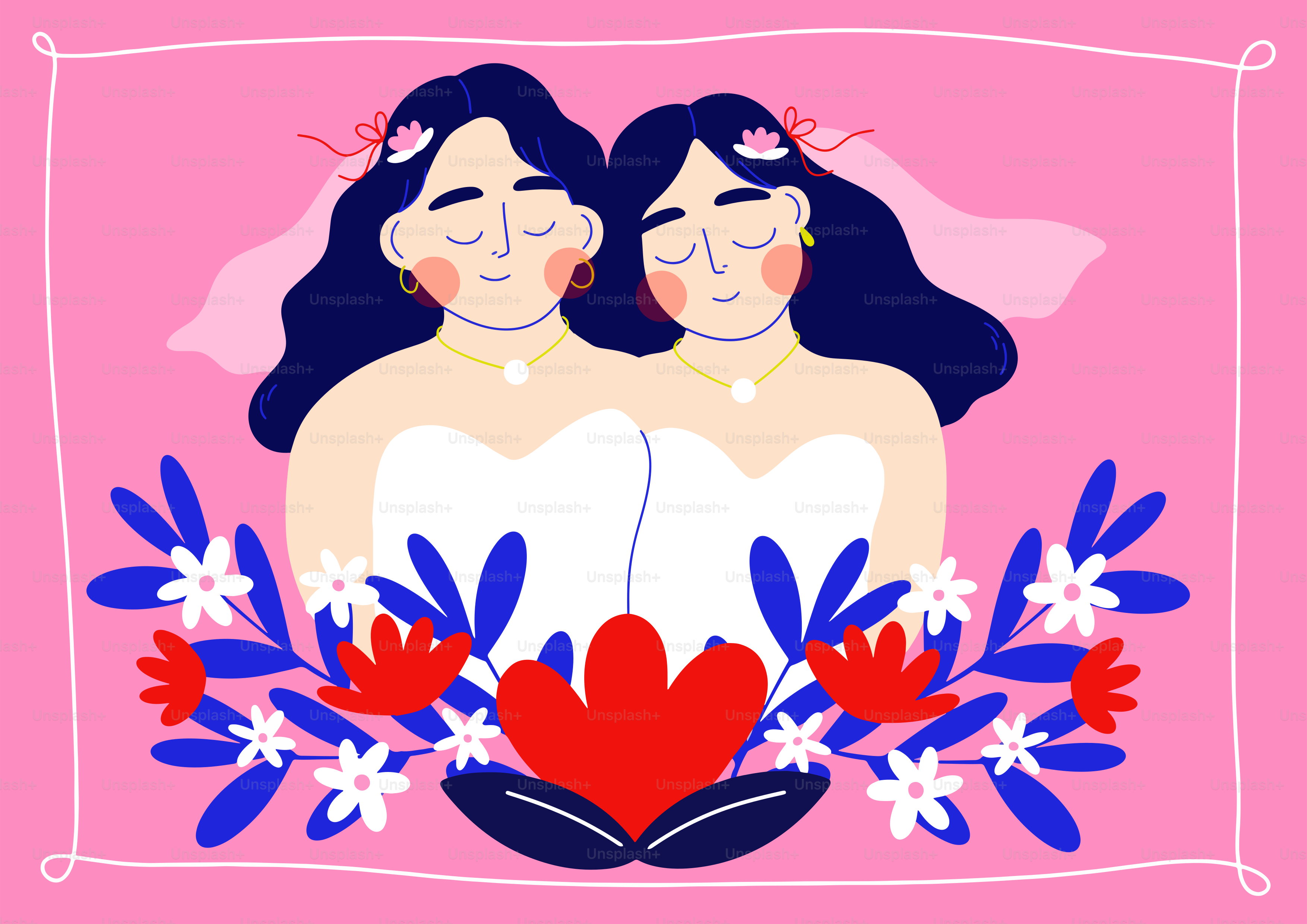 Two brides are getting married in this image.