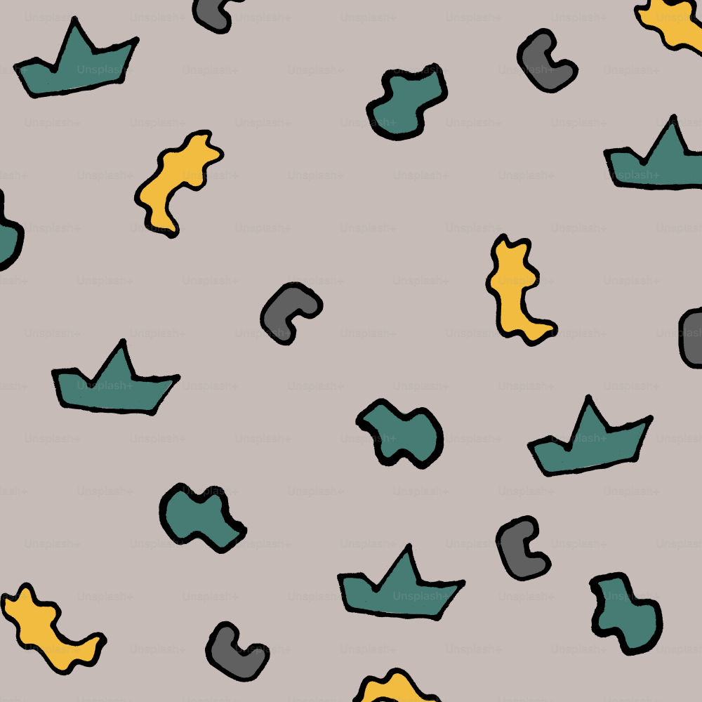 Paper boats and shapes on a gray background.
