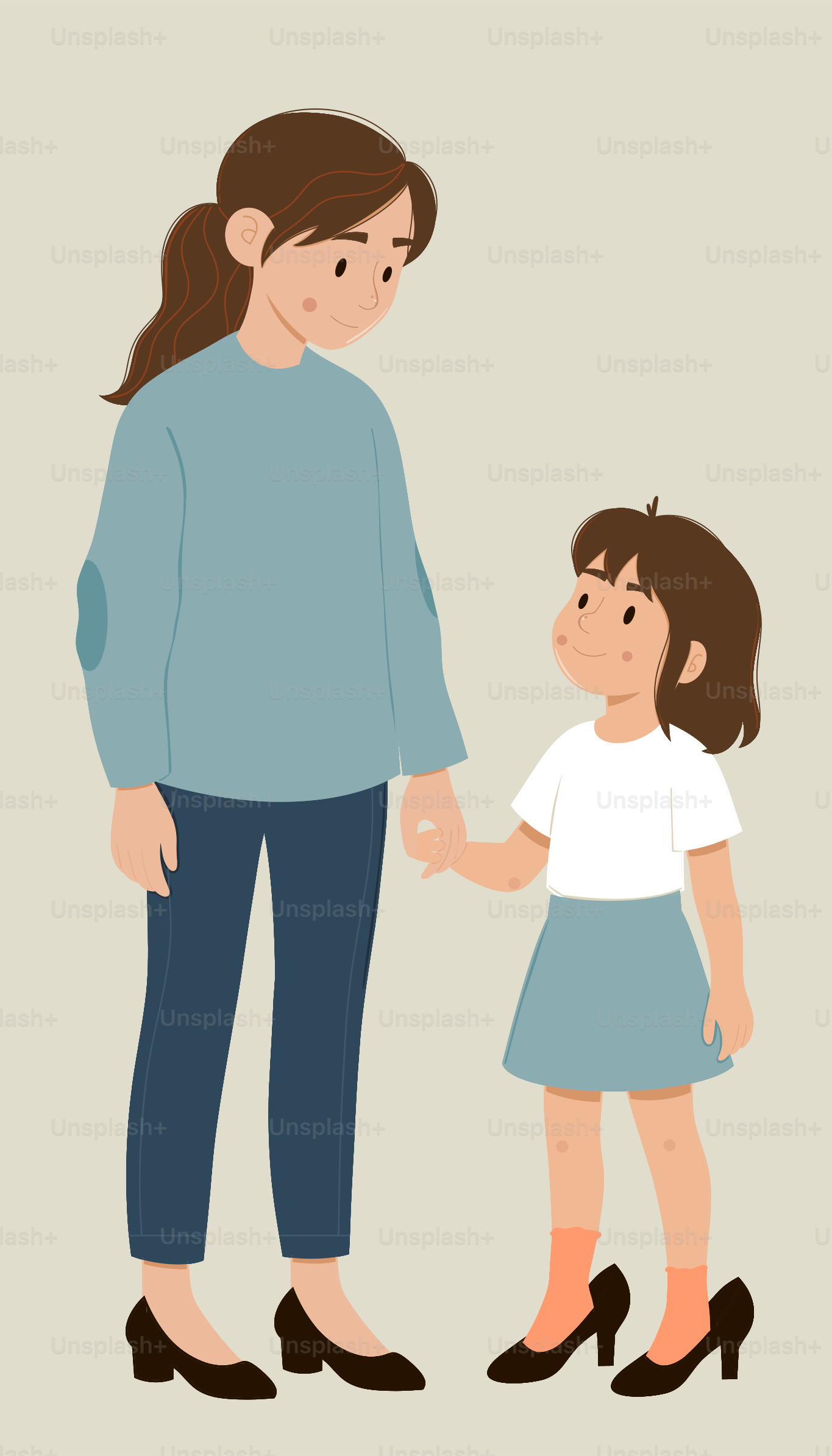 A mother and daughter share a sweet moment.