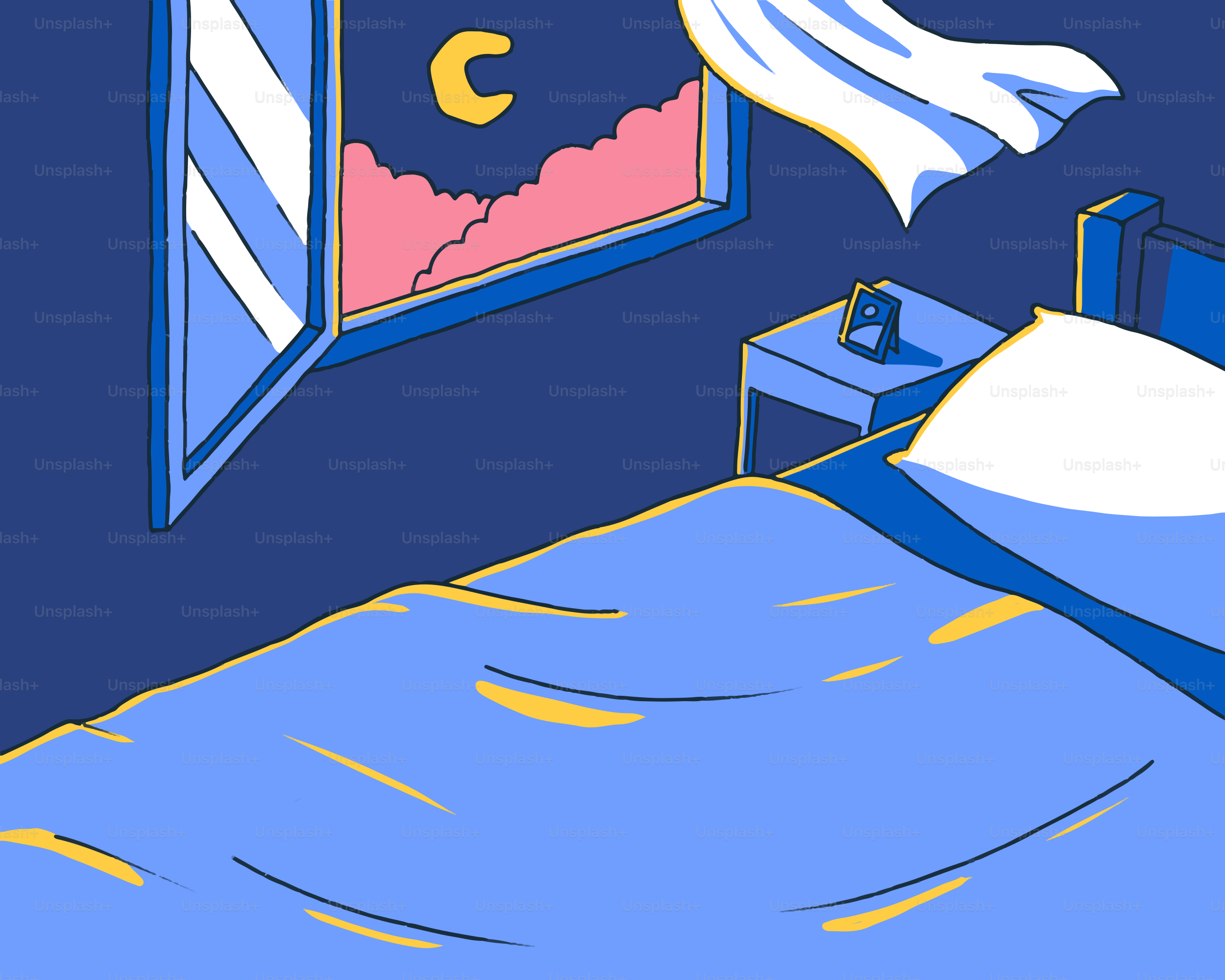 바람이 부는 밤의 침실.