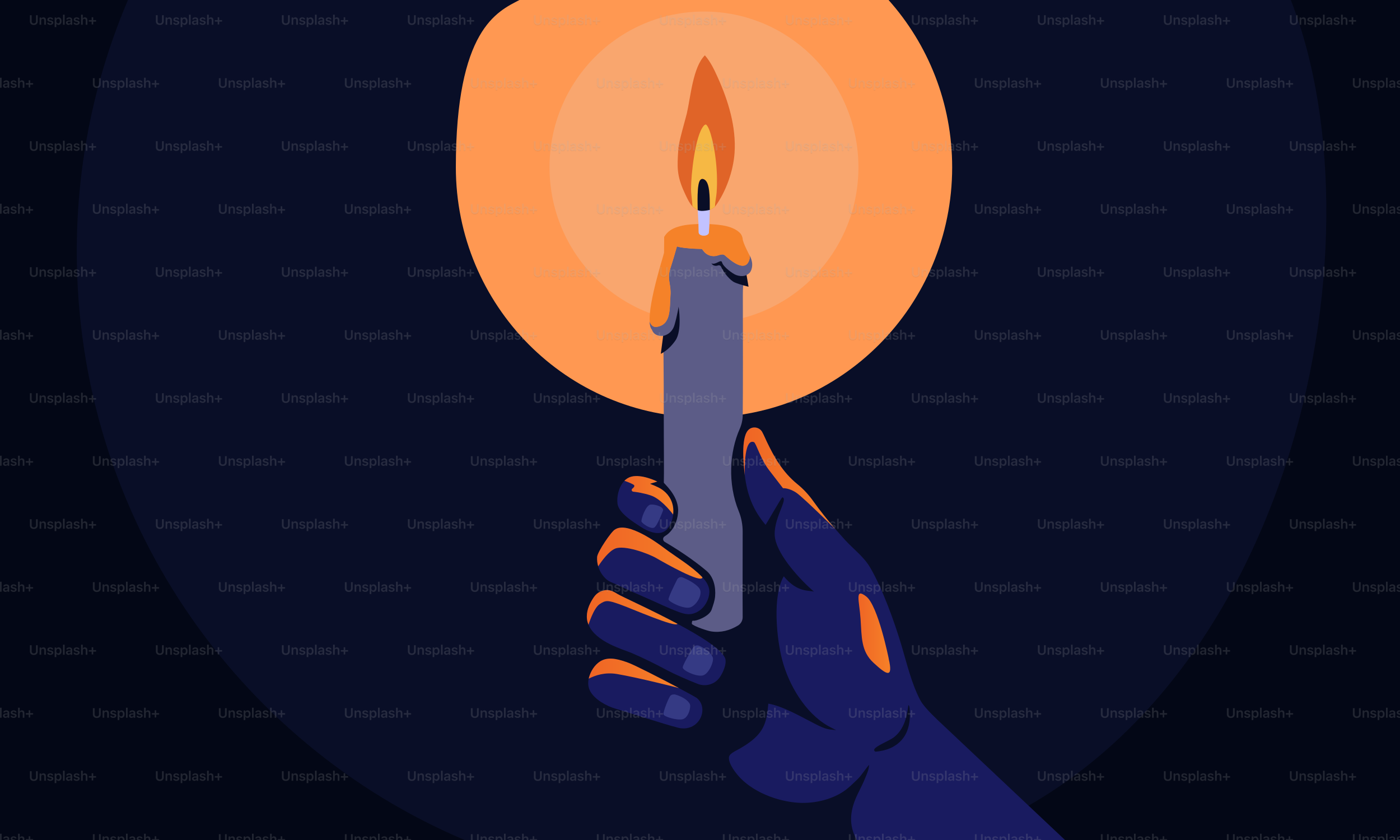Una mano sostiene una vela encendida en la oscuridad.