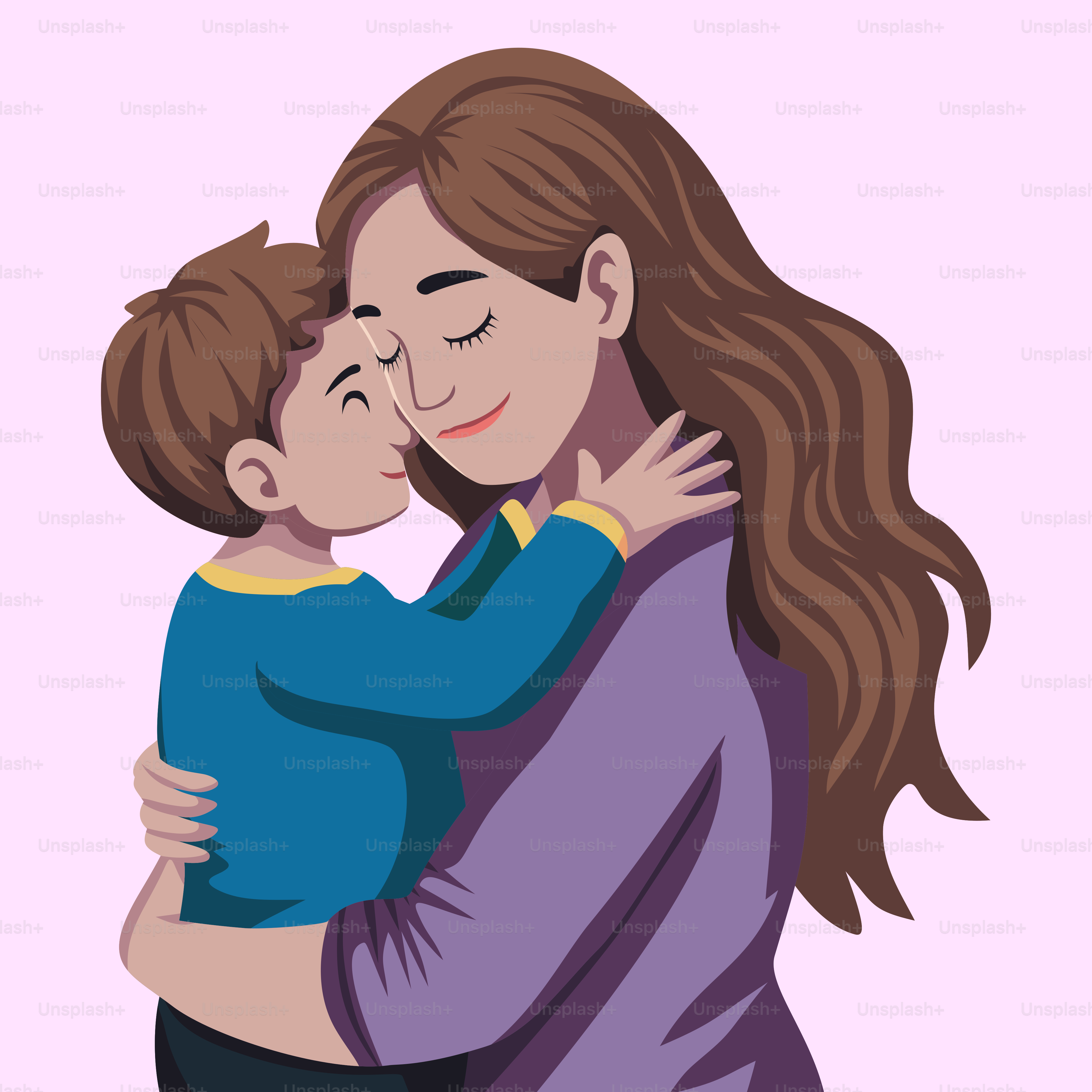 Un ragazzo felice viene stretto in un caldo abbraccio. vettoriale –  Immagine di Famiglia su Unsplash, image size:3000x3000