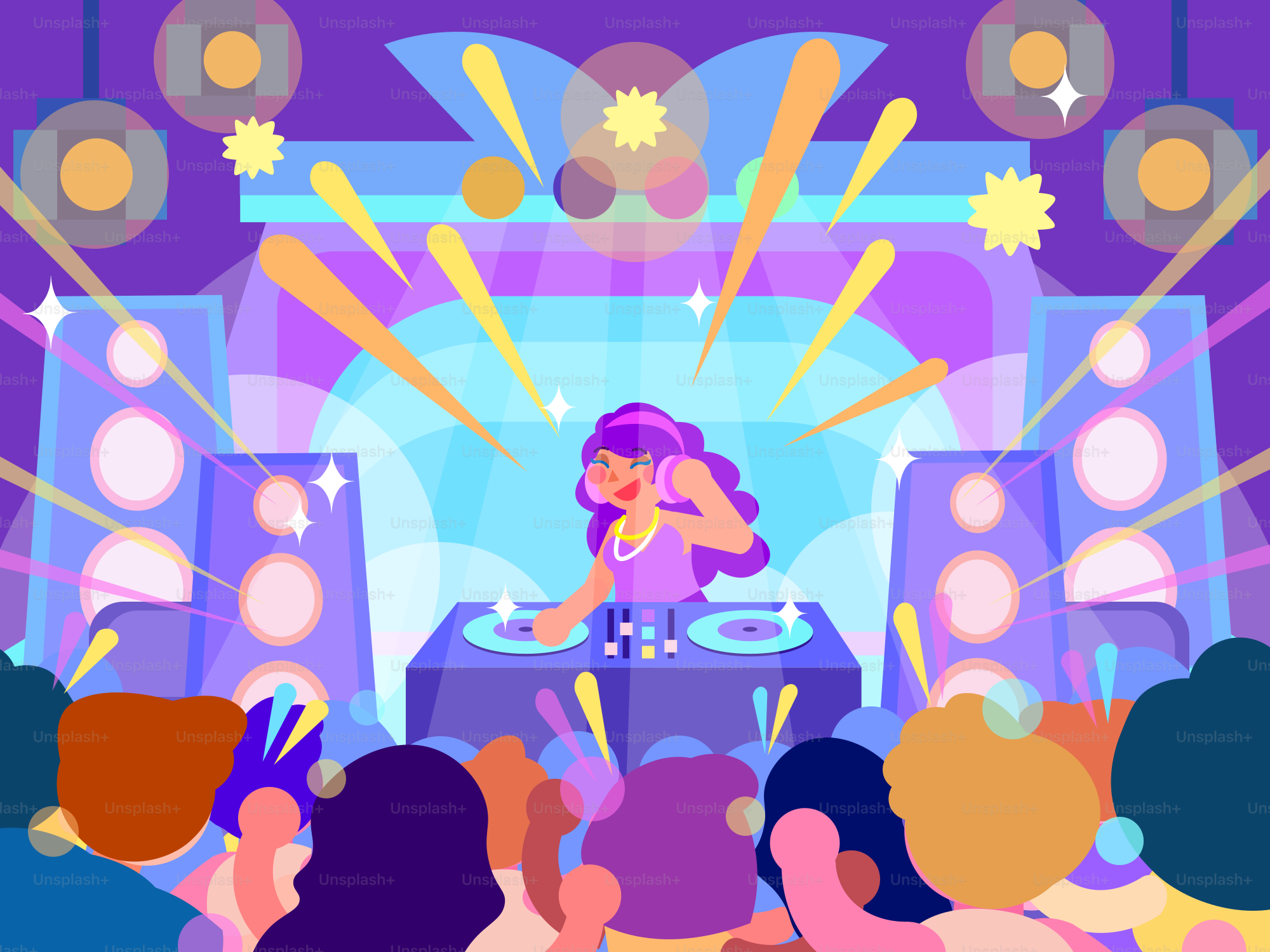 Un dj está actuando en un vibrante evento de club.