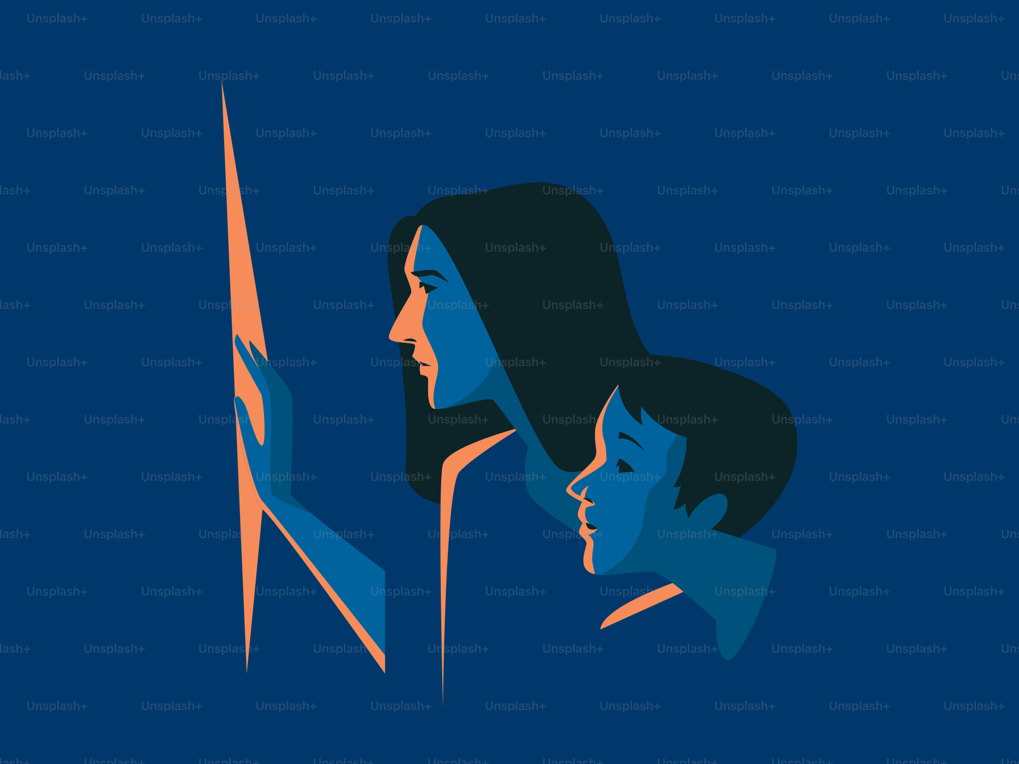 Mother and child looking at light.