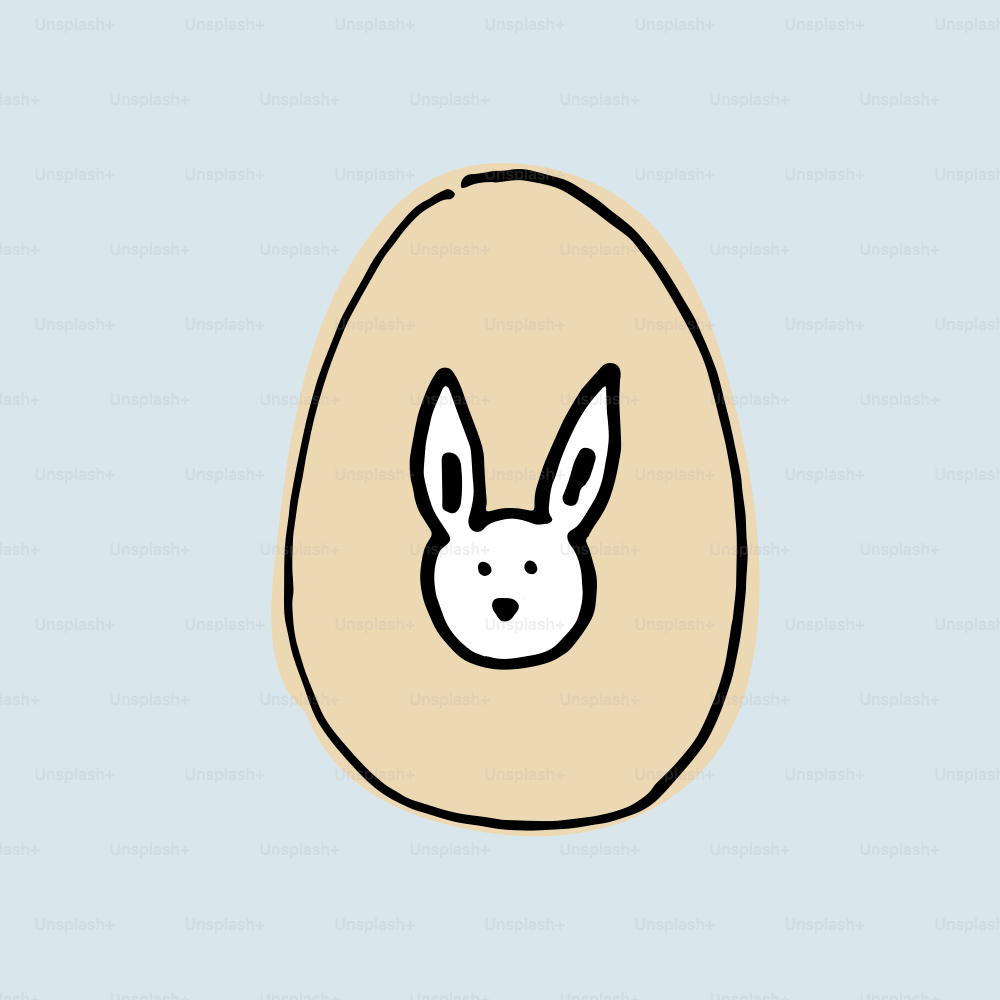 Un œuf de Pâques avec un lapin à l’intérieur.