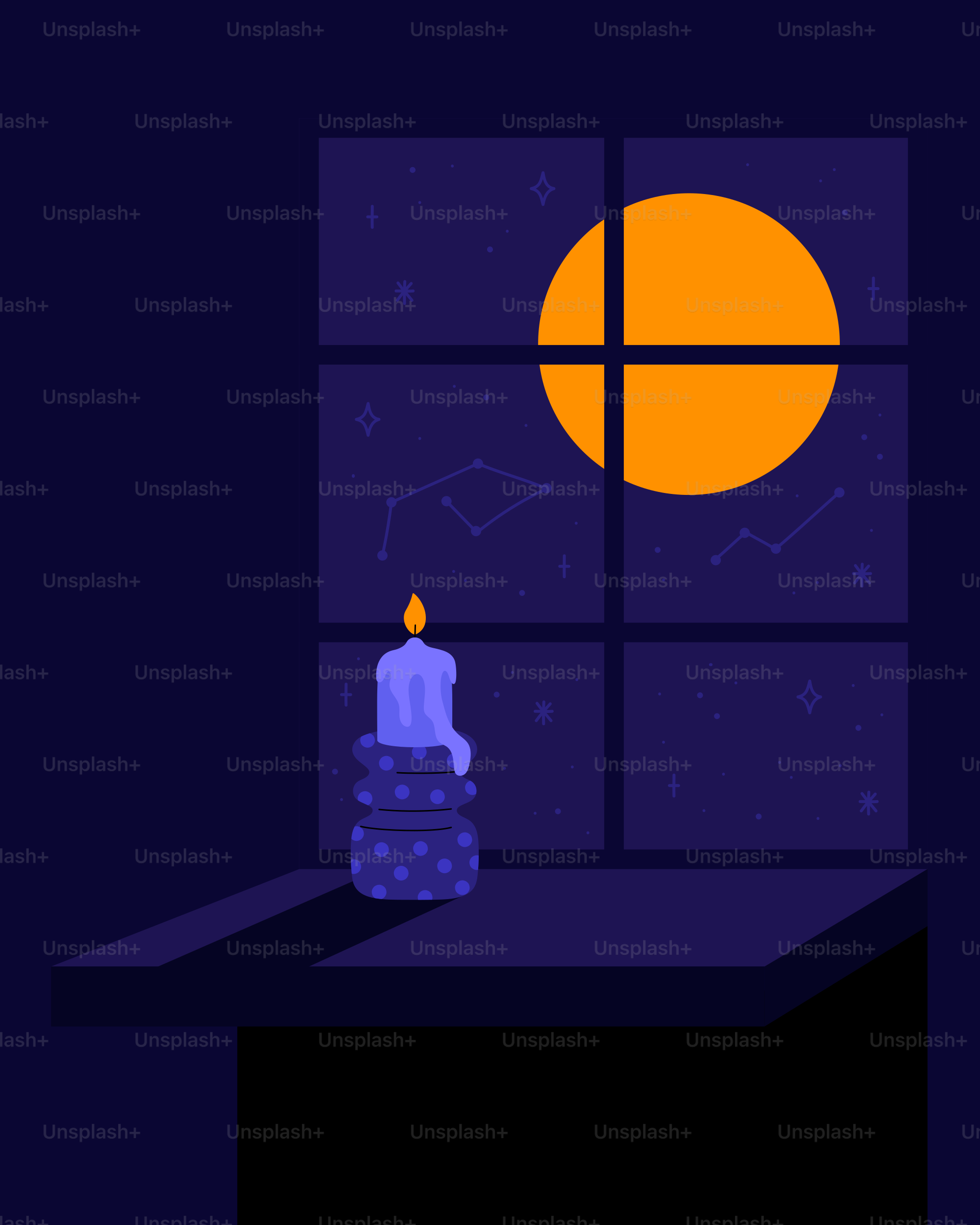 A candle lights up the night sky.