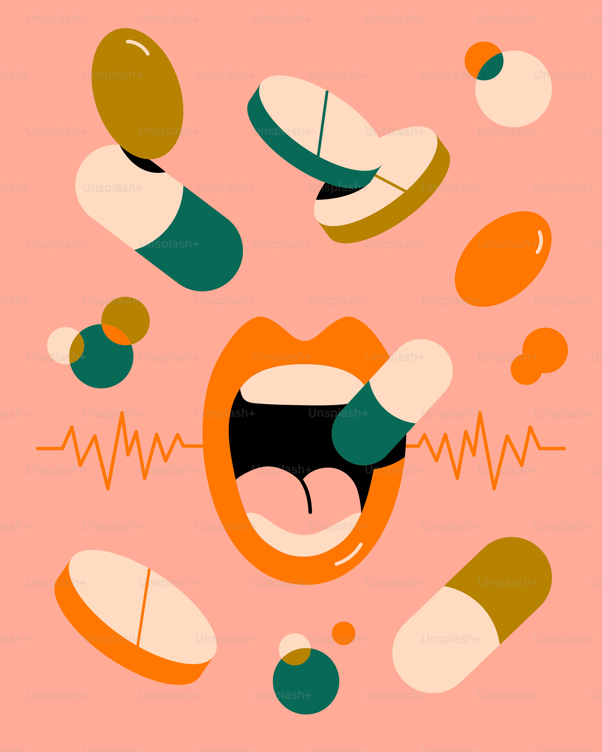 Uma pessoa tomando remédio com comprimidos coloridos.