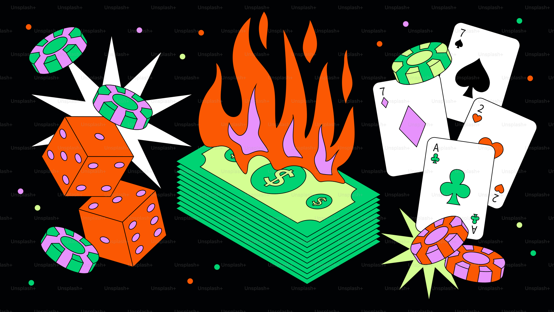 Das Verbrennen von Geld und Spielgegenständen verdeutlicht das Risiko.