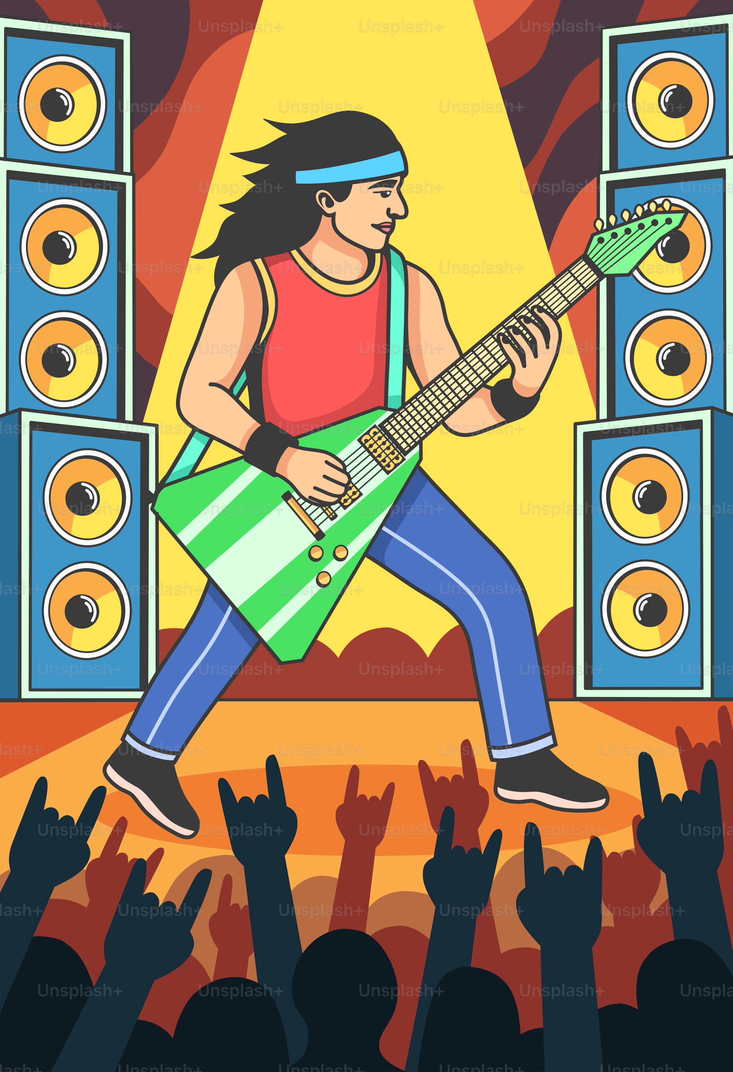 Un guitarrista de rock toca para un público entusiasta