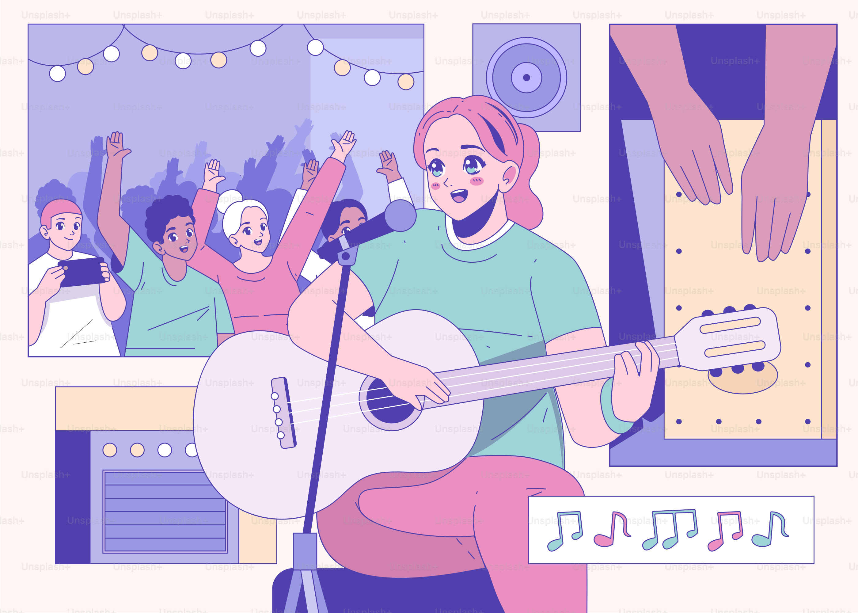 Ein Musiker tritt vor einem jubelnden Publikum auf.