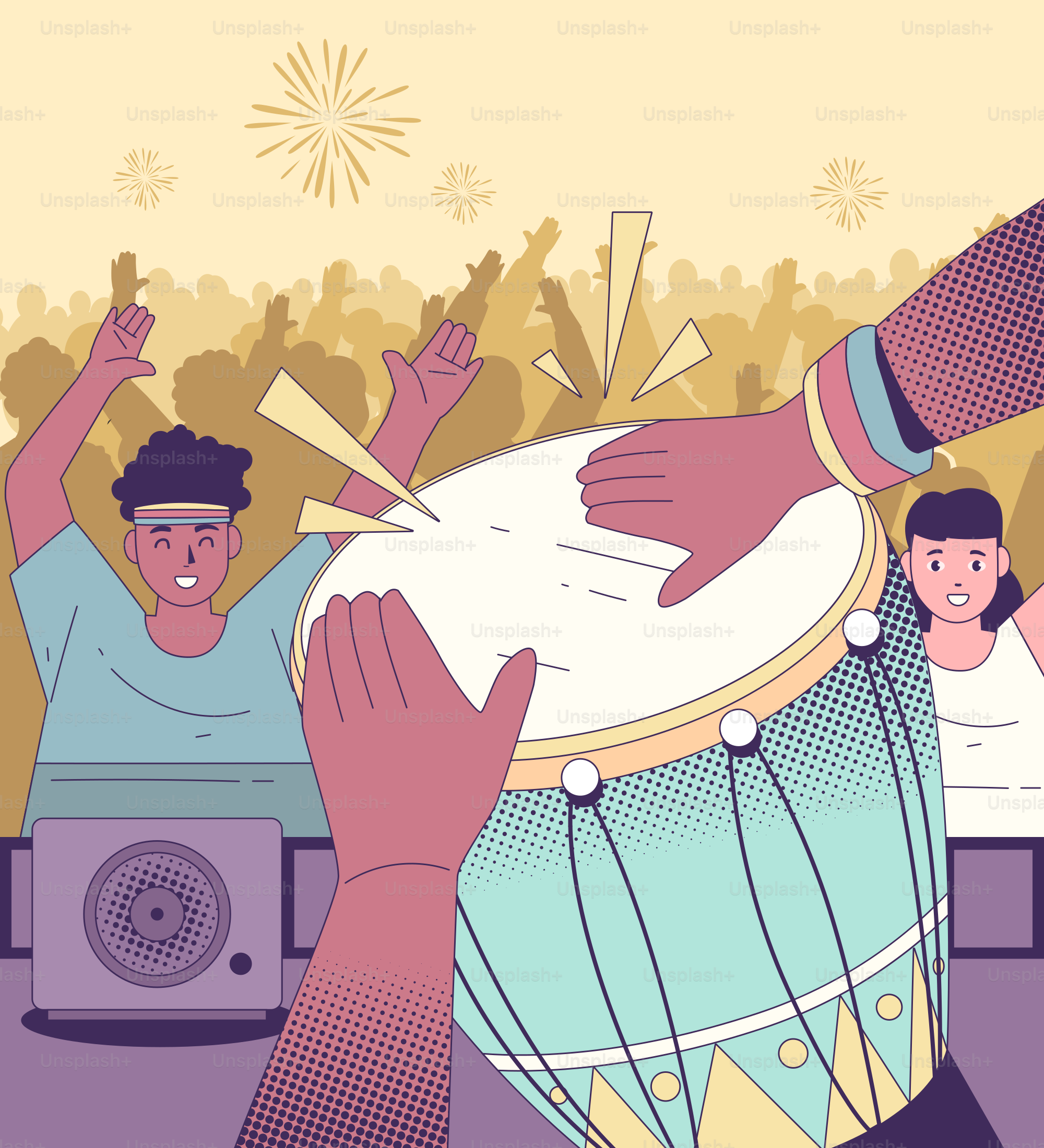 People are dancing to music during a concert.