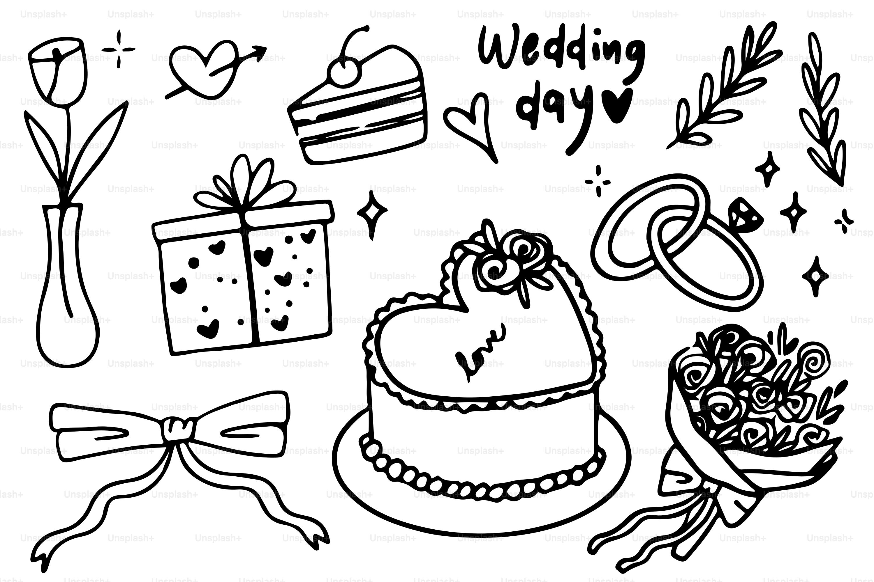 Un joli gribouillis de mariage avec divers éléments. vectoriel – Image de  Fleur sur Unsplash, image size:3000x2000