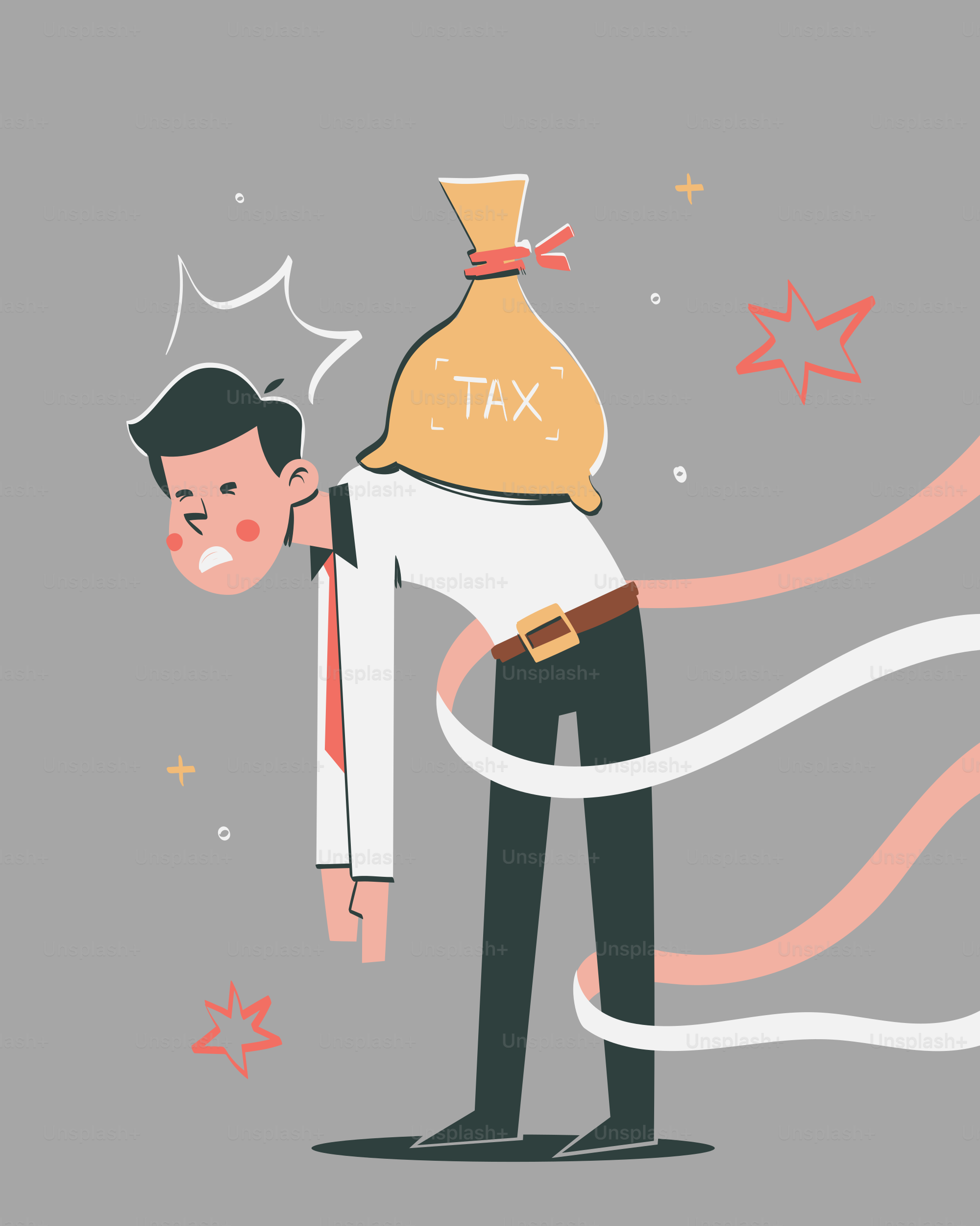 Taxes weigh heavily on the worker's shoulders.