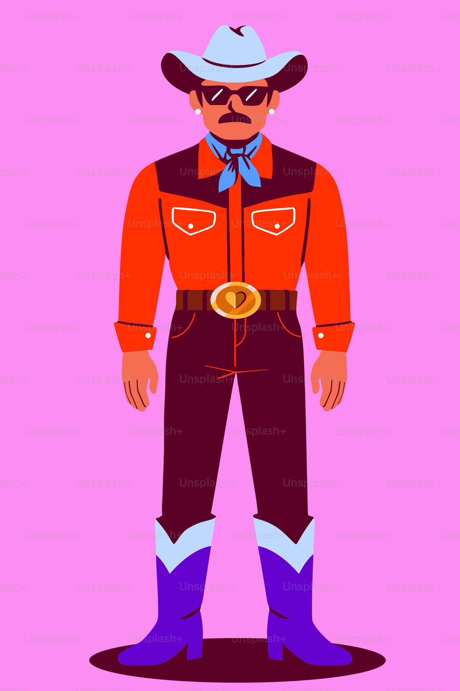 A stylish cowboy stands proudly