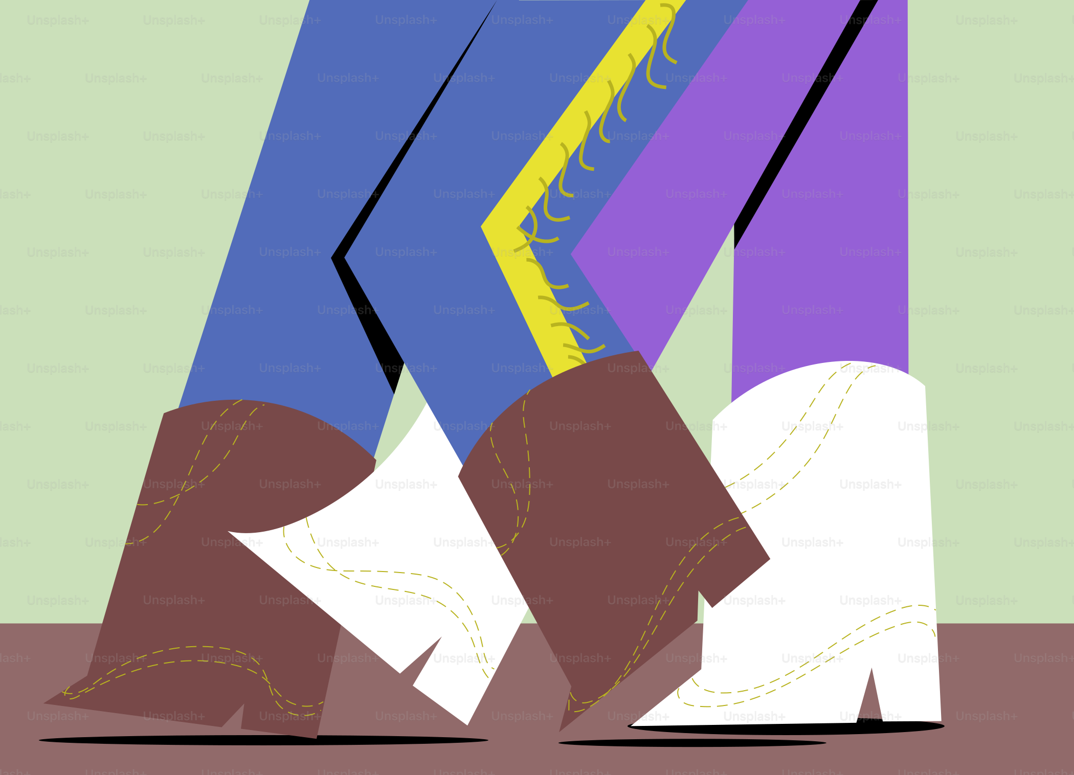Cowboy boots are dancing together.