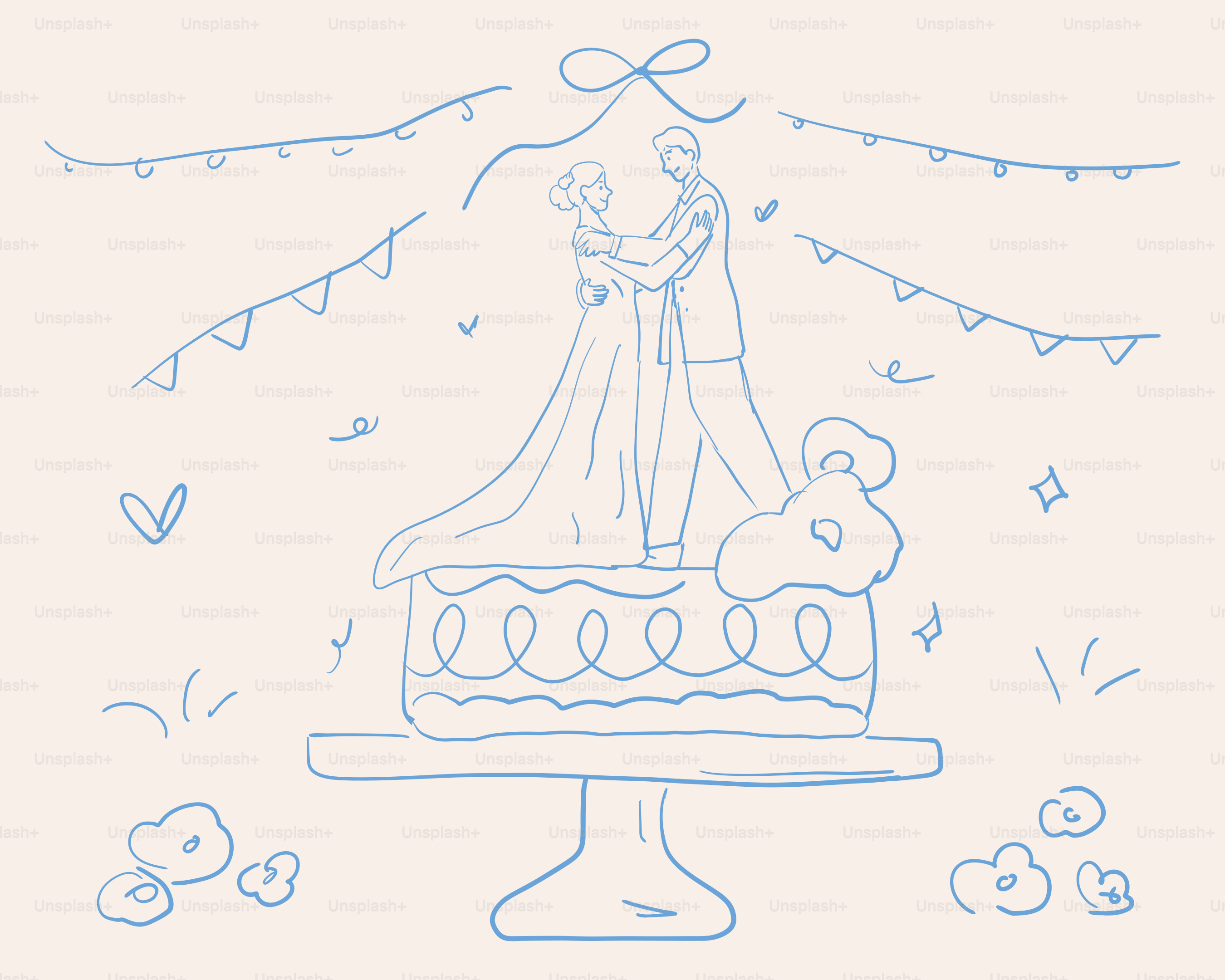 Bolo de casamento com um casal por cima
