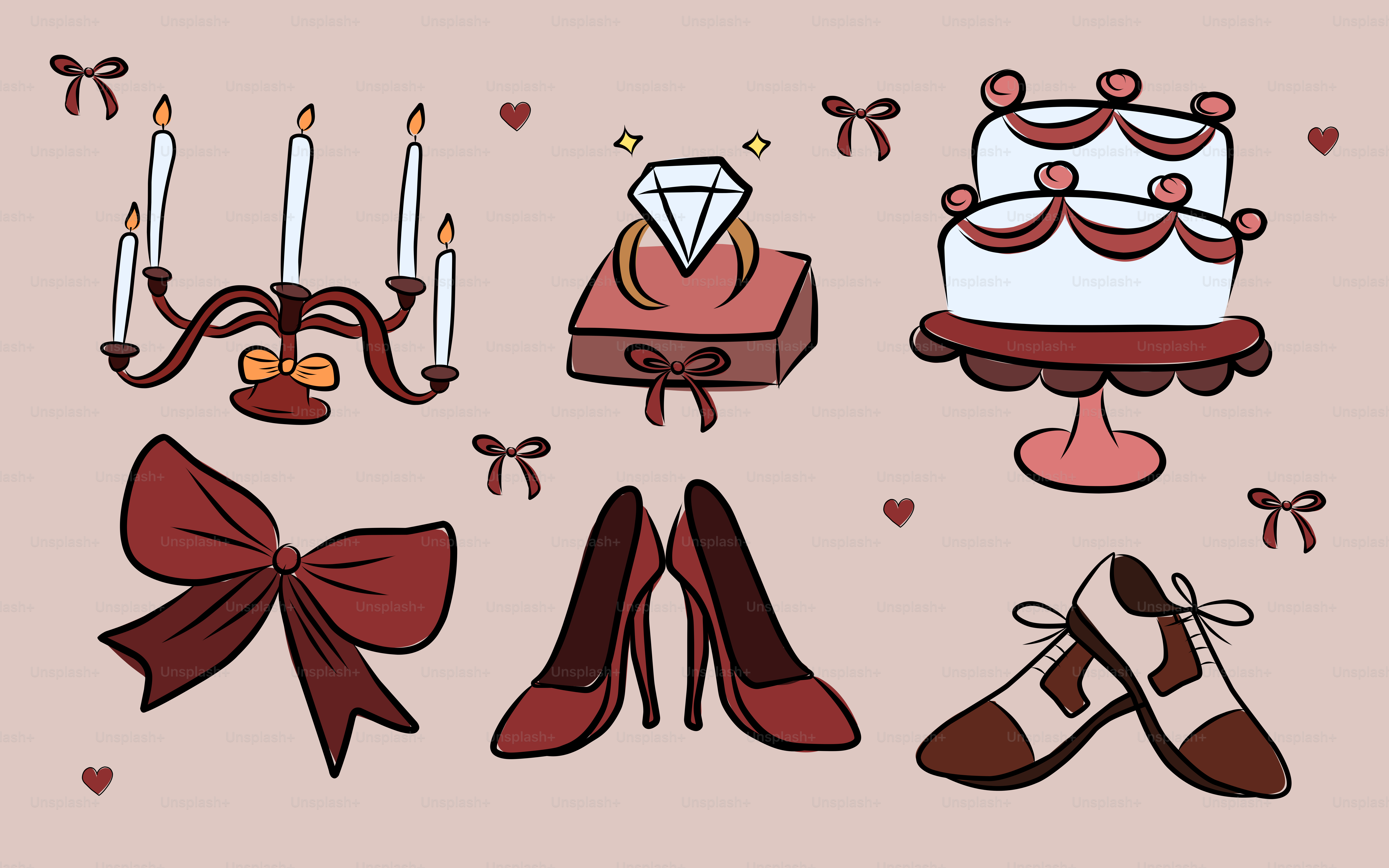 It shows wedding decorations and items.