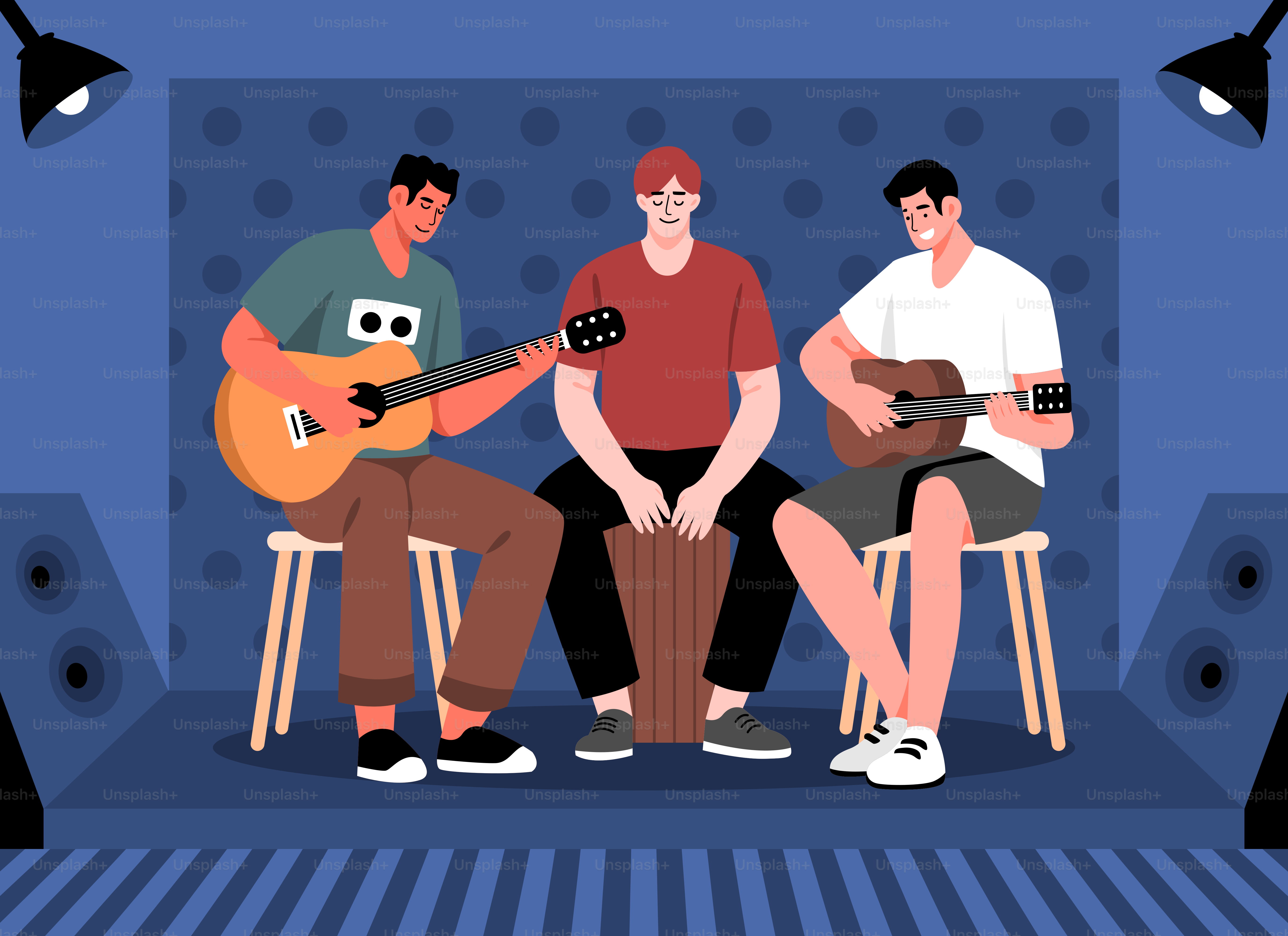 A band plays music together on stage.