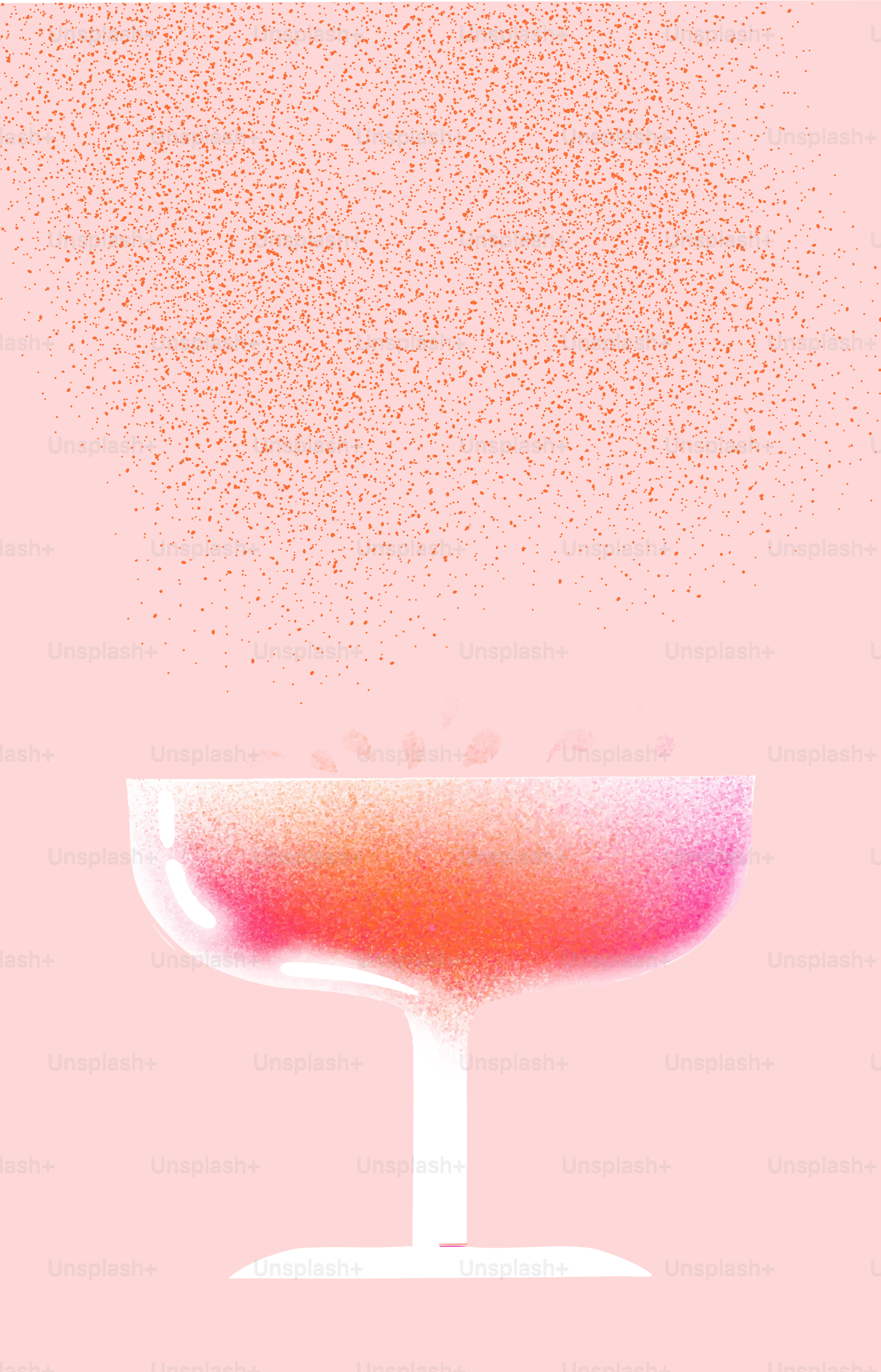 Un cóctel rosa con ilustración burbujeante.