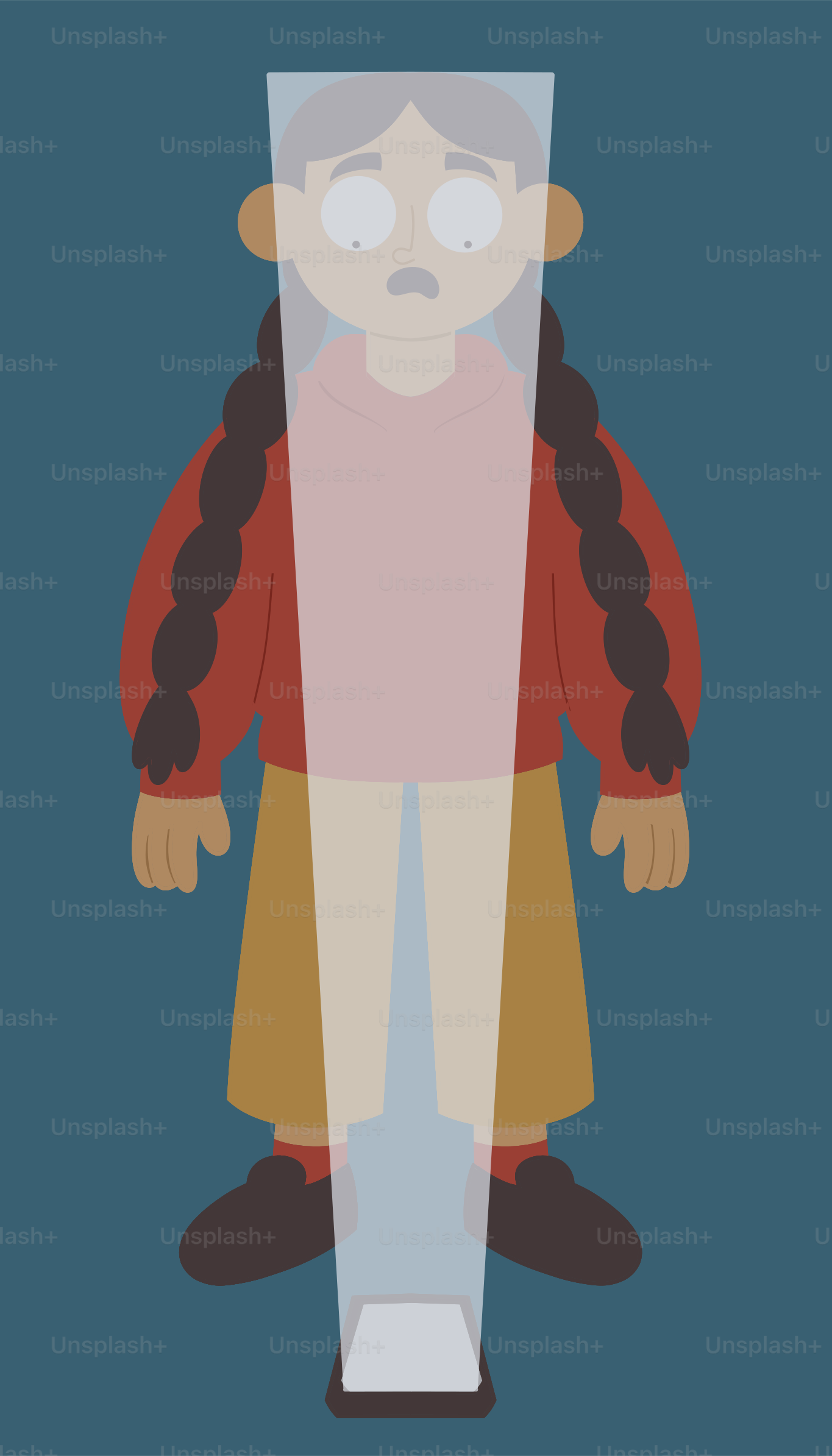 A girl is trapped inside a glass cell.