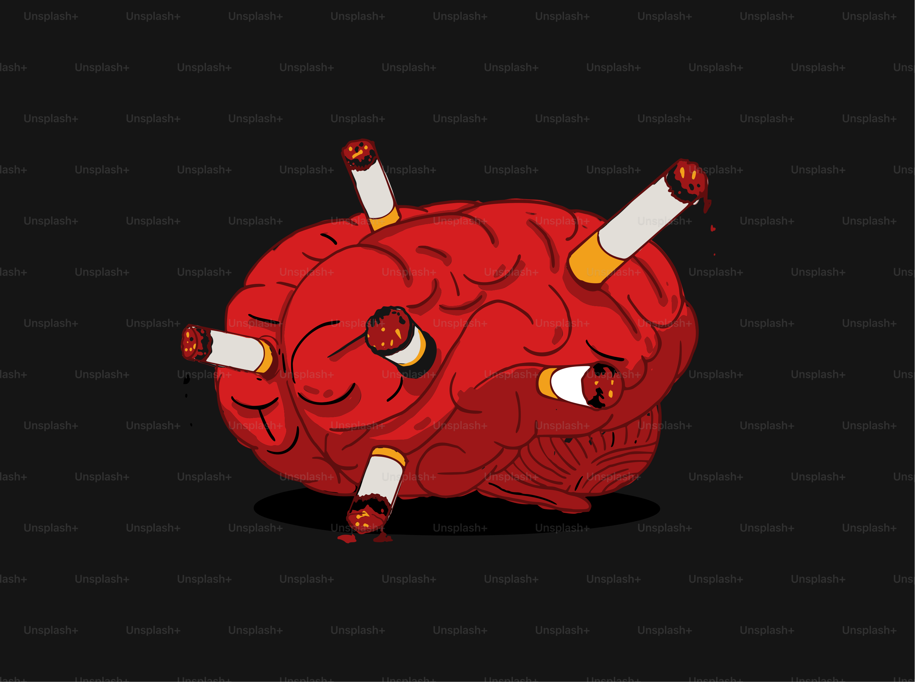 Smoking's impact: cigarettes piercing the brain.