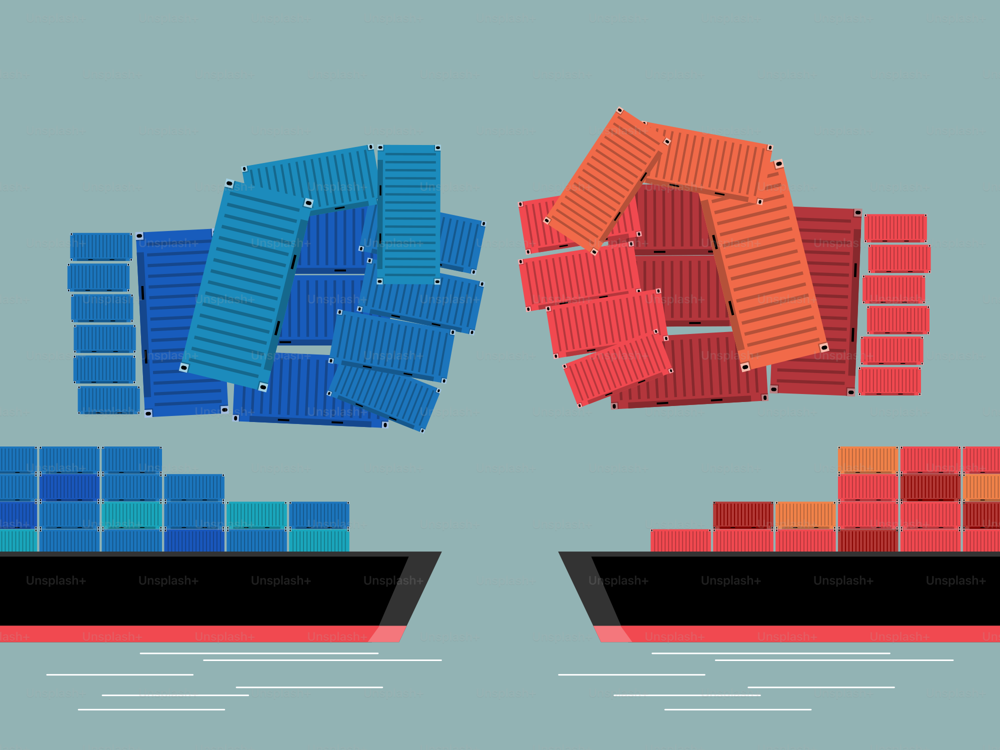 Ships are loading containers with global trade.