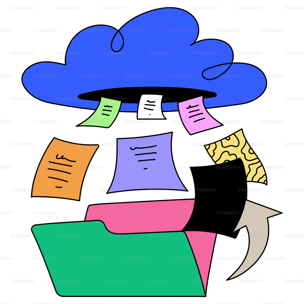 Cloud-Daten werden in einen Ordner heruntergeladen.